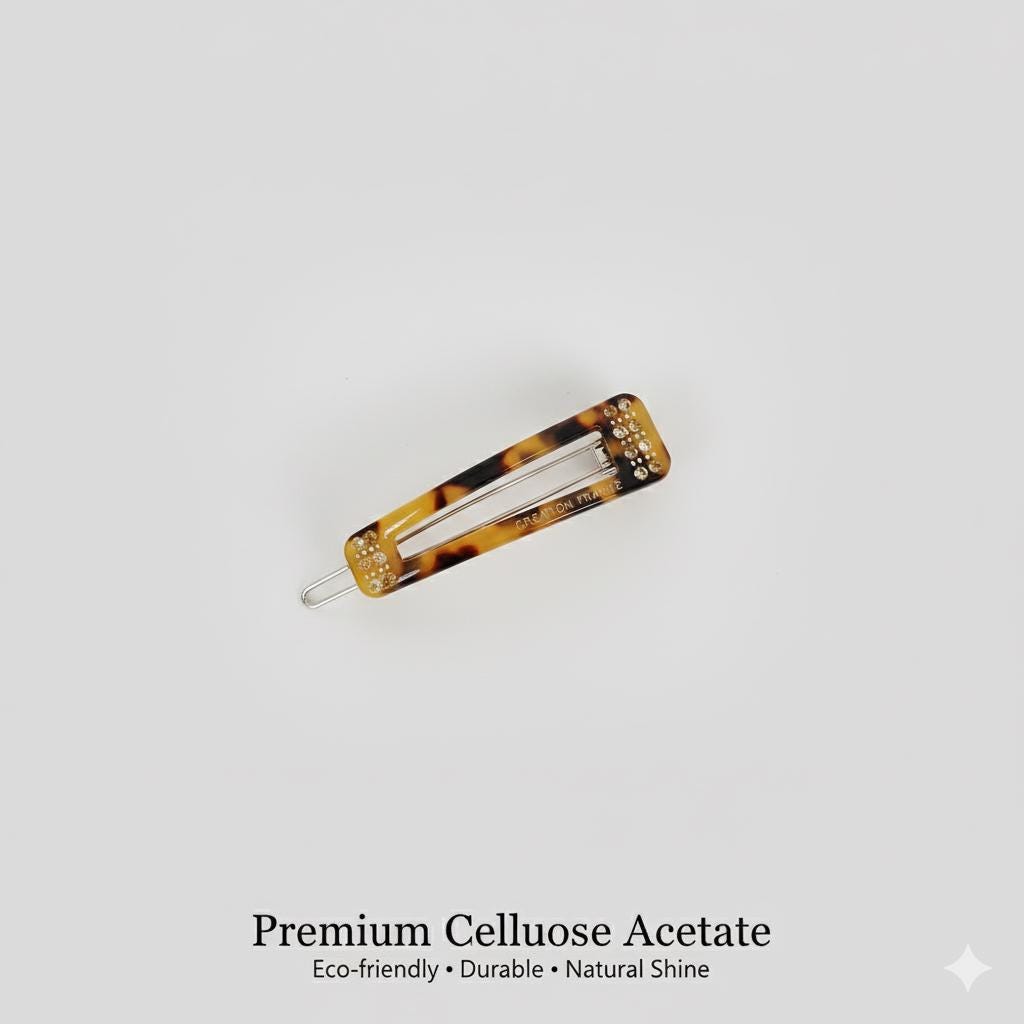 Leopard Cubic Unbalanced Square Bobby Pin (2.0 Inch) / Tortoise Shell French Hair Pin / Hair Accessory for Woman / Bow Barrette