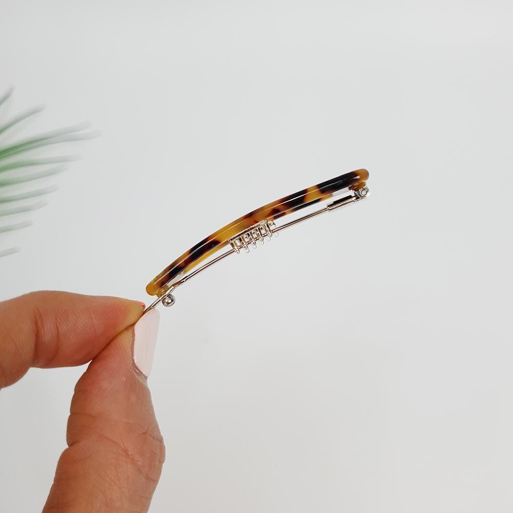 Leopard Cubic Unbalanced Square Bobby Pin (2.0 Inch) / Tortoise Shell French Hair Pin / Hair Accessory for Woman / Bow Barrette