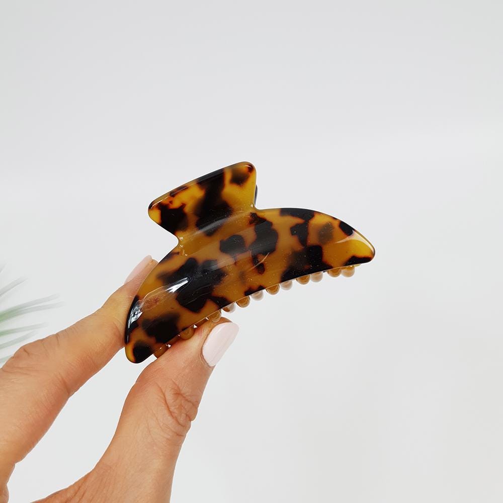 Leopard Half Moon Double Clip Hair Claw / Tortoise Shell French Hair PIn / Hair Barrette for Woman / French Hair Barrette