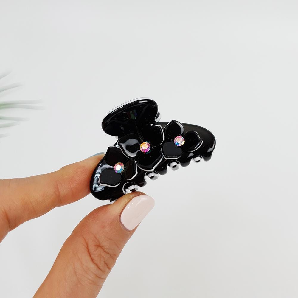 Compact Flower Hair Clips / Pastel Color Mini Hair Claw Clip / Hair Barrette for Woman