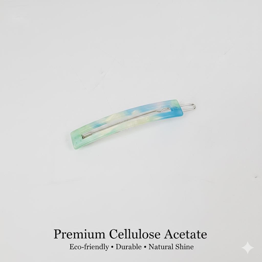 Leopard Aurora Long Square Frame Bobby Pin (2.6 Inch) / Tortoise Marble French Hair Pin Clip / Bow Barrette for Thin Hair