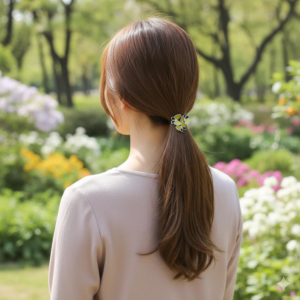 Butterfly Friends Ponytail Hair Tie (1.4 Inch) / Simple Cute Ponytail Holder / Hair Accessory for Woman / French Hair Tie