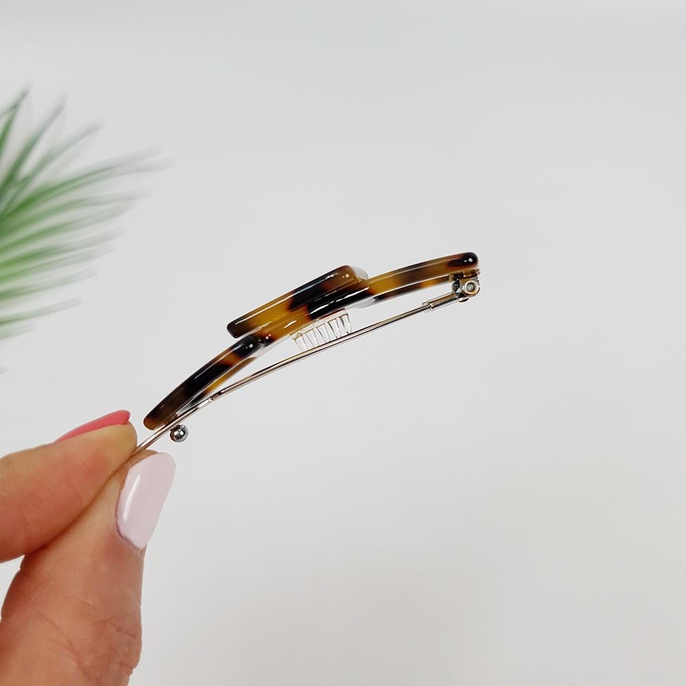 Leopard Aurora Square Chain Bobby Pin (2.4 Inch) / Vintage French Hair Pin / Hair Accessory for Woman / Bow Barrette for Thin Hair