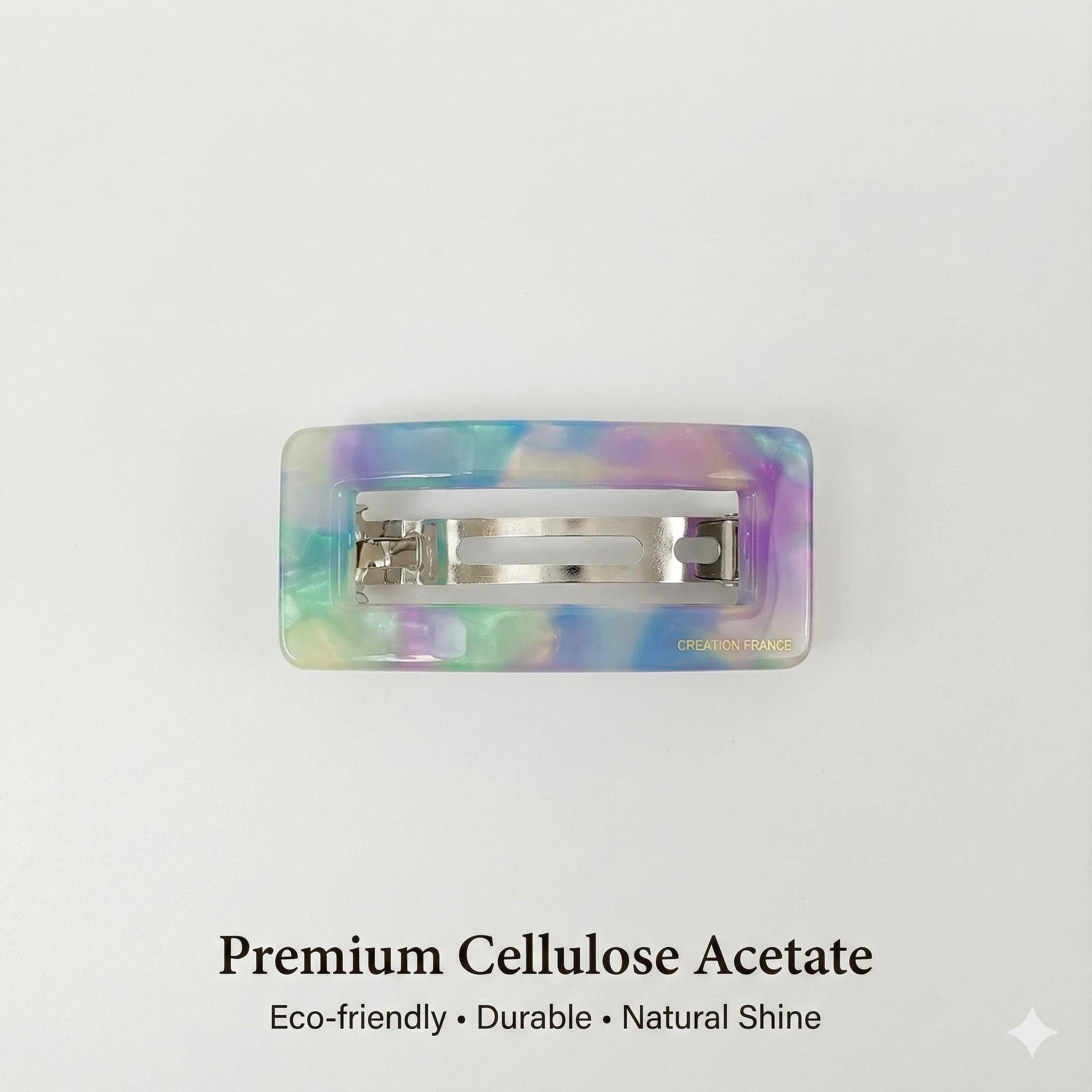 Leopard Square Buckle Hair Barrette / Tortoise Marble French Hair Pin / Hair Accessory for Woman / Automatic Hair Clip