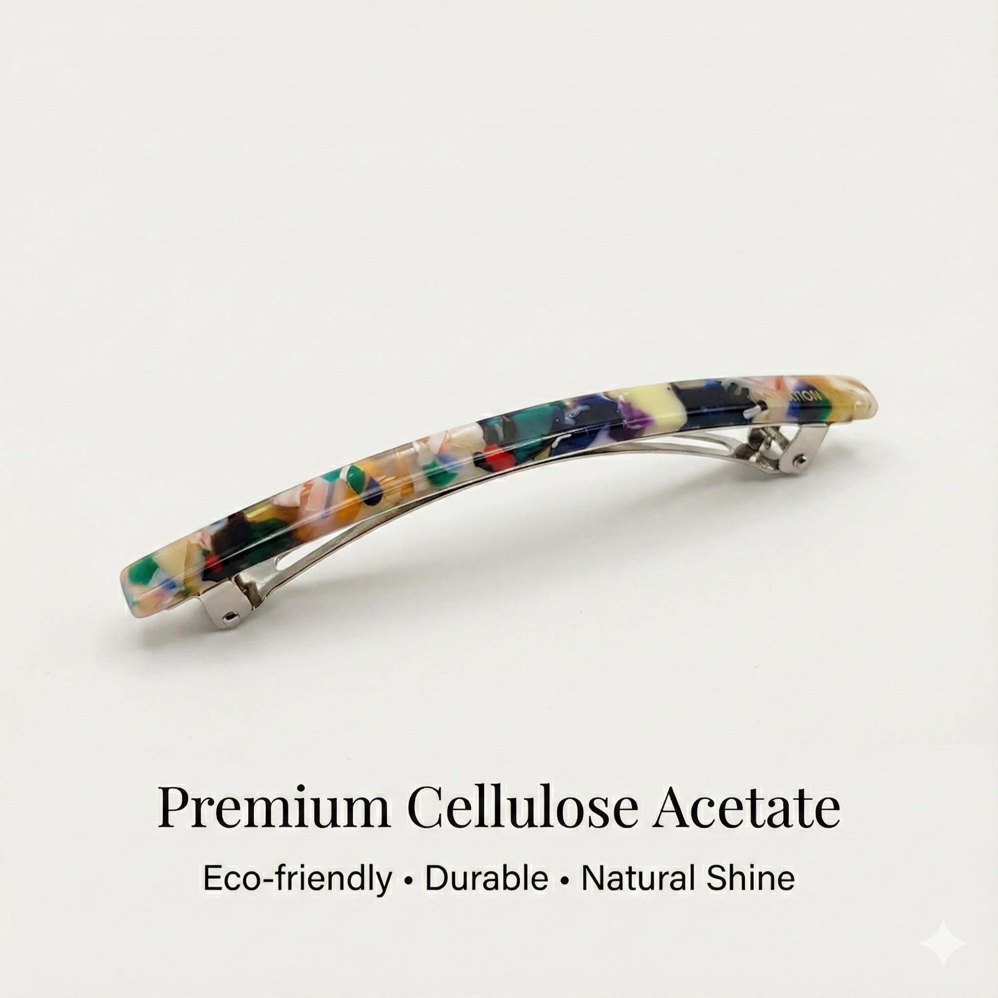 Slim Basic French Hair Barrette (3.3 Inch) / Tortoise Marble French Hair Pin / Hair Accessory for Woman / Automatic Hair Clip