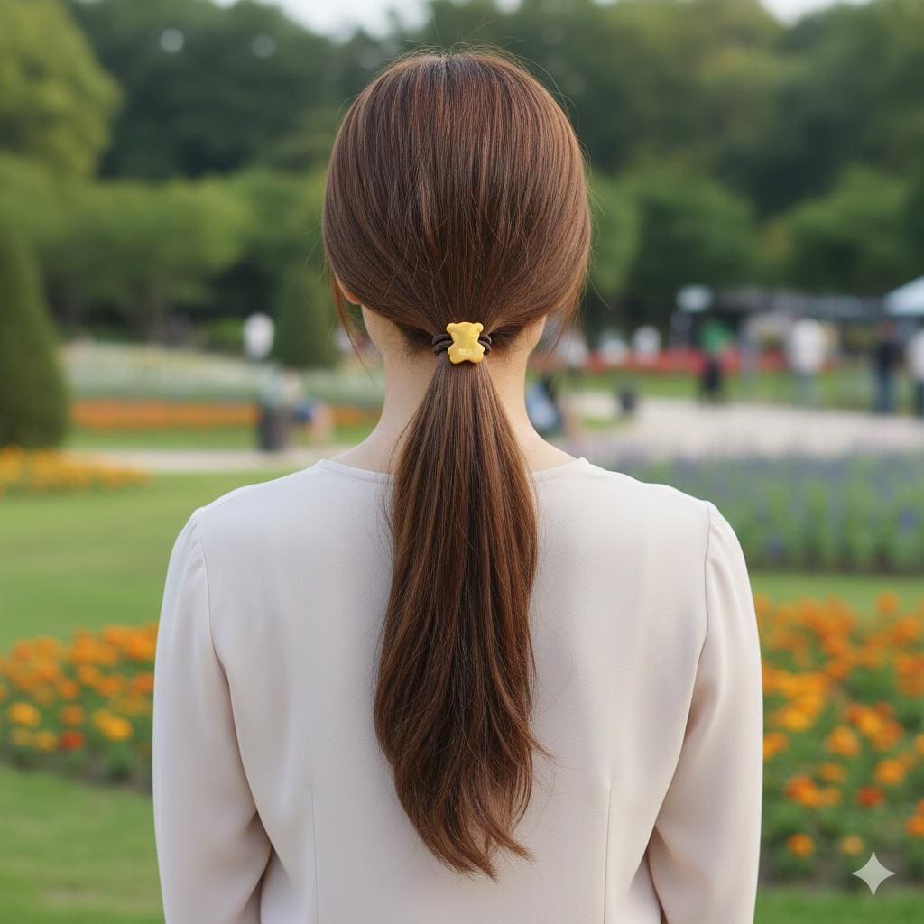 Aurora Cute Teddy Bear Hair Tie / Simple Cute Ponytail Holder / Hair Accessory for Woman / French Hair Tie