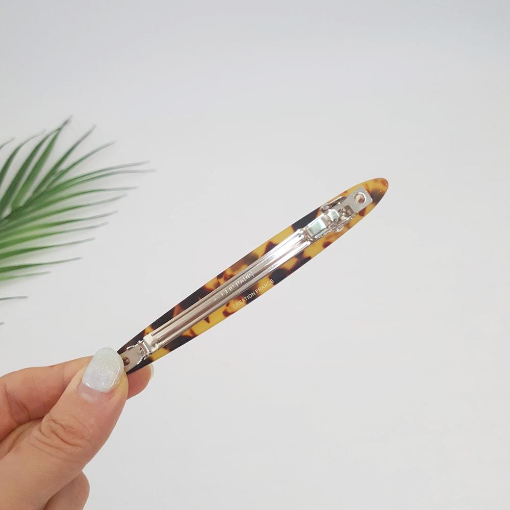 Cellulose Long Oval Hair Barrette (4.3 Inch) / Tortoise Marble French Hair Pin / Hair Accessory for Woman / Automatic Hair Clip