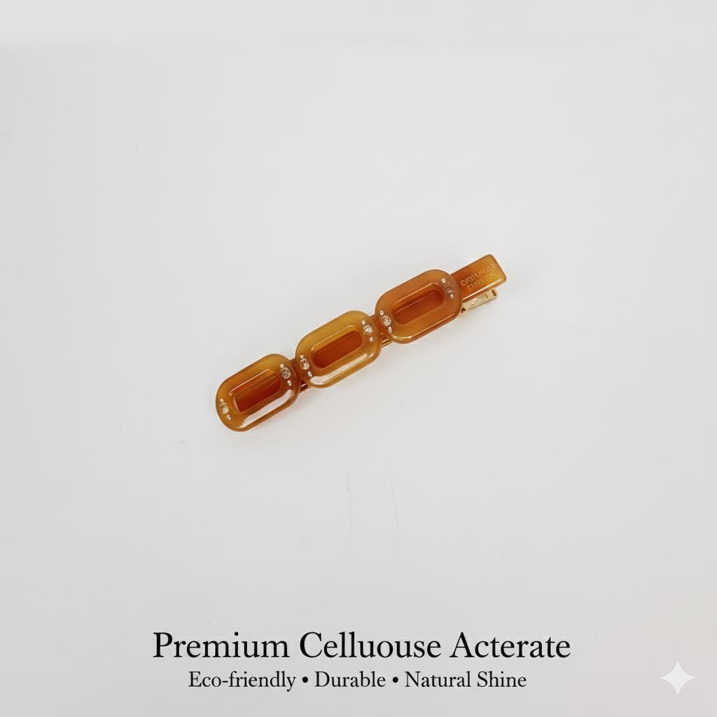 Leopard Cubic Triple Chain Hair Clip / Tortoise Marble French Hair Pin / Hair Accessory for Woman / Alligator Hair Clip