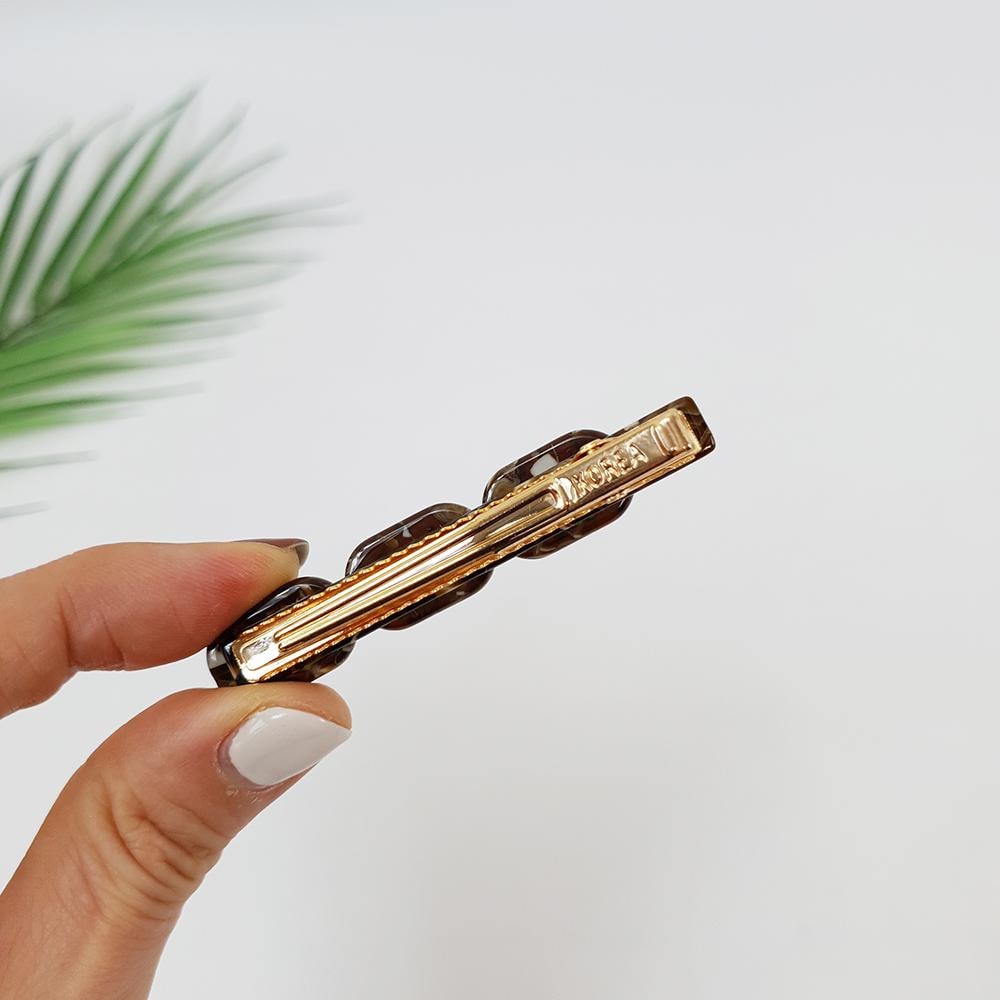 Leopard Cubic Triple Chain Hair Clip / Tortoise Marble French Hair Pin / Hair Accessory for Woman / Alligator Hair Clip