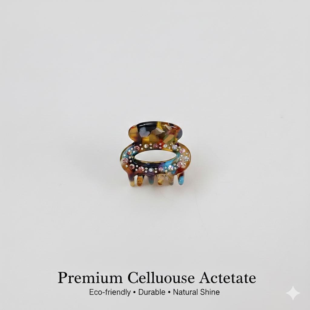 Cubic Round Mini Hair Clip (1.0 Inch) / Tortoise Shell French Hair Pin / French Barrette / Hair Accessory for Woman