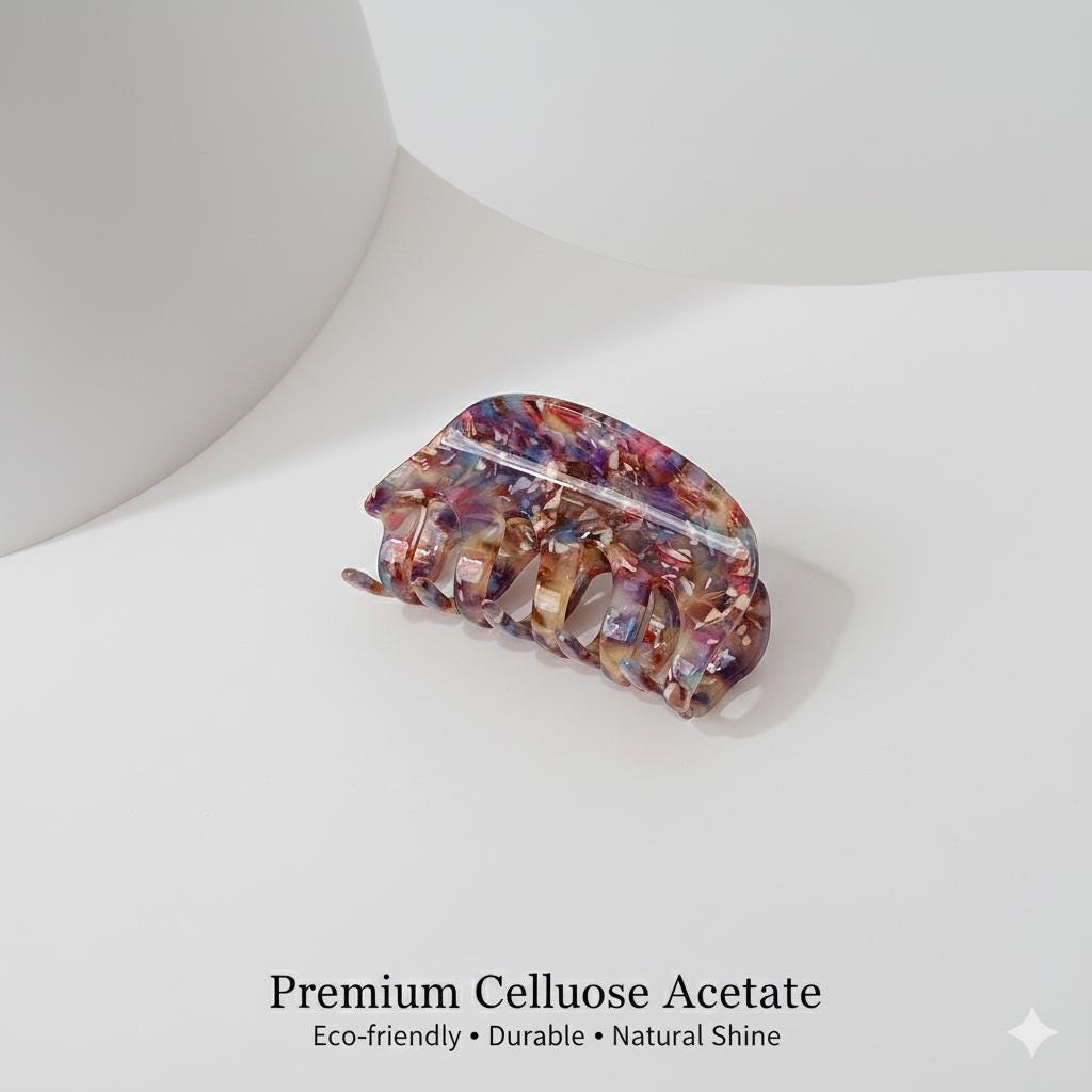 Tortoise Marble Lunar Medium Hair Clip / Luxurious Cellulose French Hair Pin / Hair Accessory for Woman / Large Hair Claw