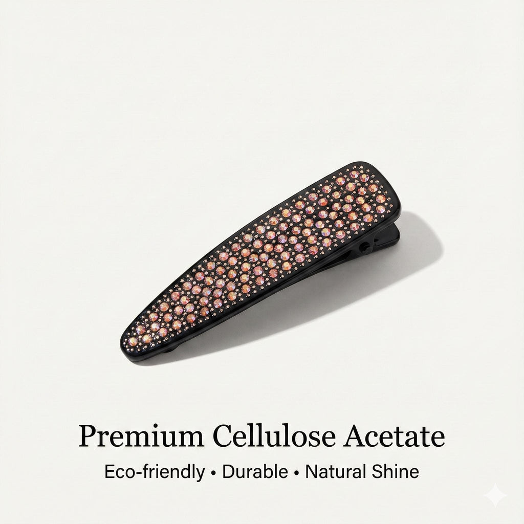 Black Cubic Triangle Hair Claw Clip / Luxurious French Hair Pin / Hair Accessory for Woman / Leopard Hair Clip