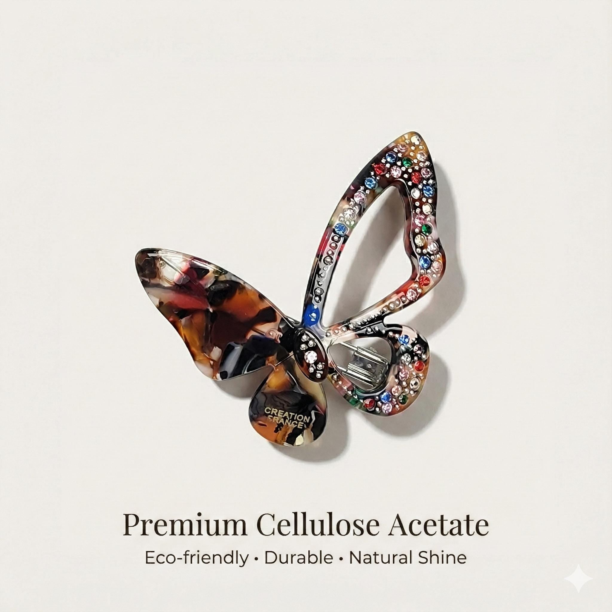 Tortoise Shell Butterfly Bobby Pin with Cubic / Vintage French Hair Pin / Hair Accessory for Woman / Butterfly Hair Clip