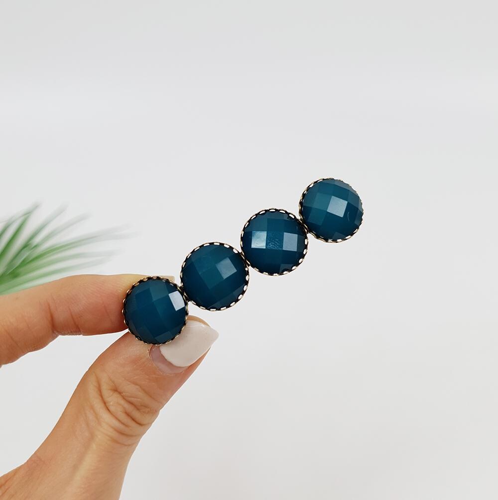 Formica Love Ball Hair Barrette (2.4 Inch) / Diamond Cut Formica Stone Decorated Barrette / Vintage Antique Accessory for Woman