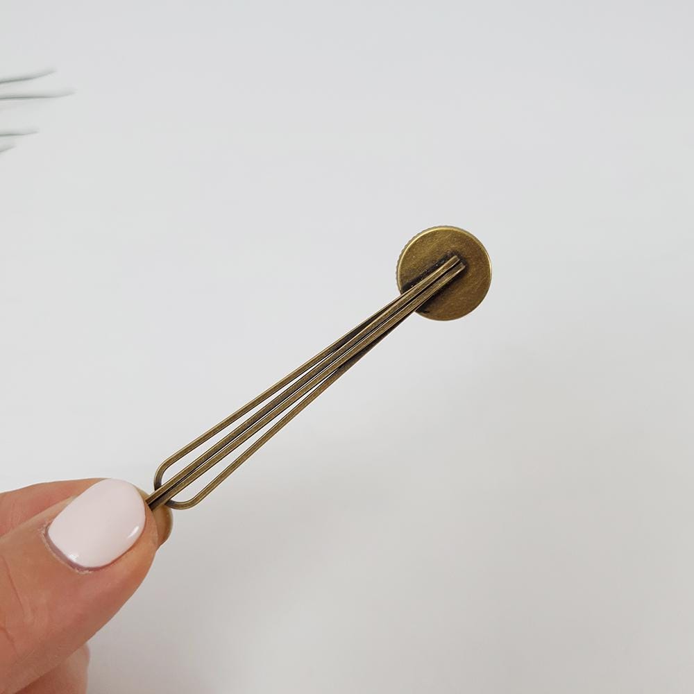 Circle Formica Small Hair Pin / Vintage Antique Three Line Hair Bobby Pin / Hair Accessory Pin for Woman / Snap Clip for Thin Hair