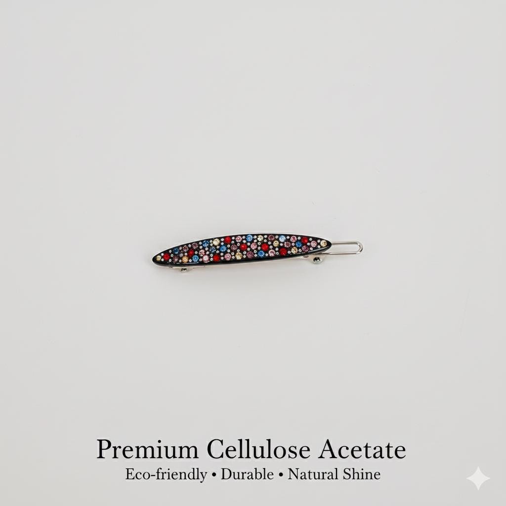 Tortoise Shell Black Cubic Bobby Pin (2.0 Inch) / Vintage French Hair Pin Clip / Hair Accessory for Woman / Snap Clip for Long Hair