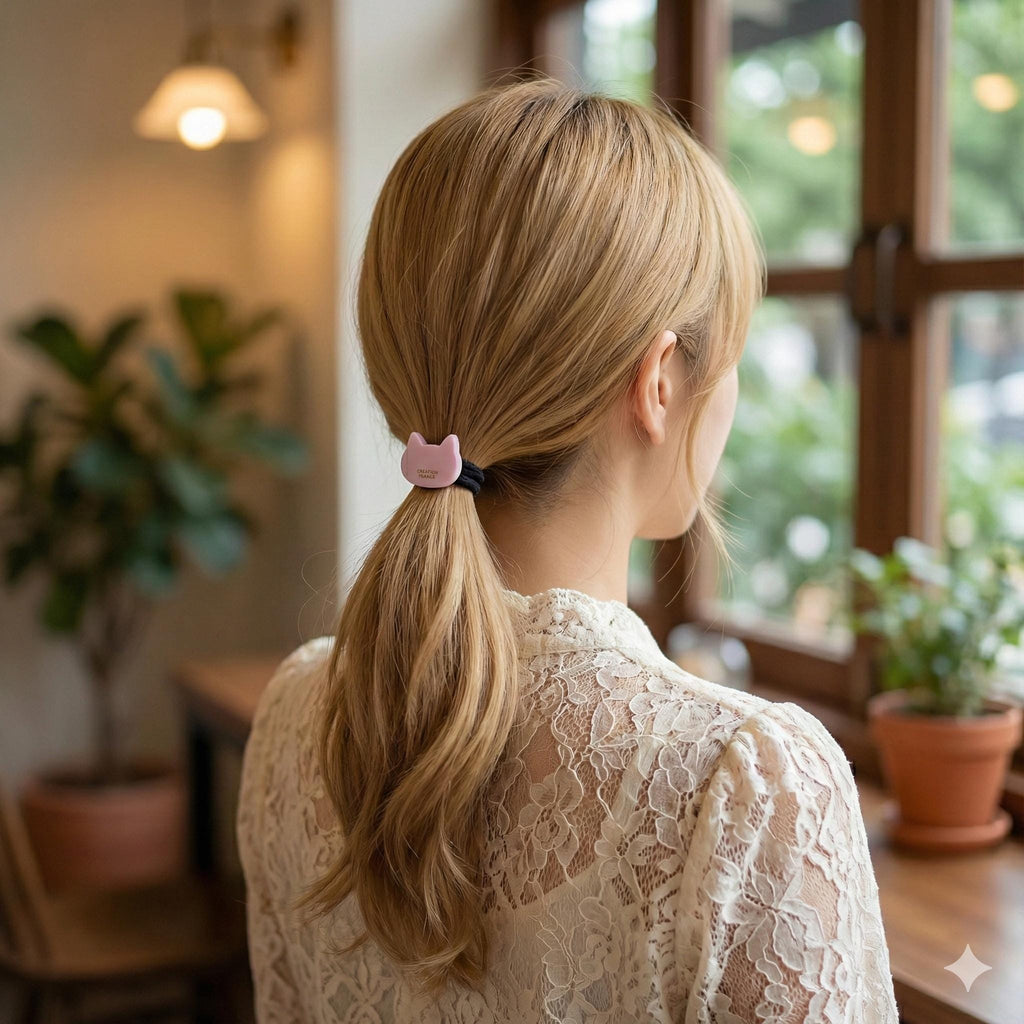 Cute Mini Cat Small Hair Tie / Simple Cute Ponytail Holder / Hair Accessory for Woman / French Hair Tie