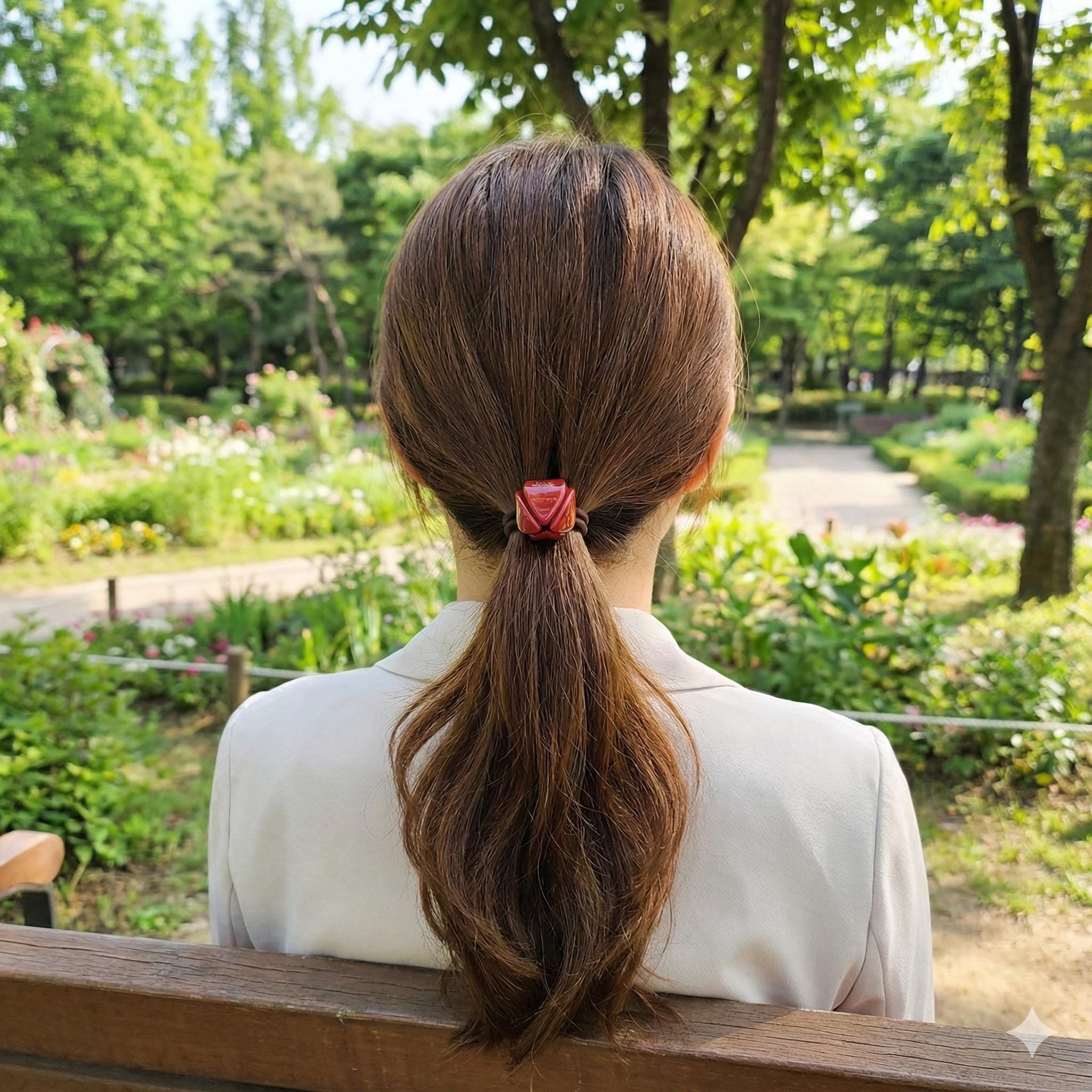 Pure Color Tulip Floral Hair Tie / Simple Cute Ponytail Holder / Hair Accessory for Woman / French Hair Tie