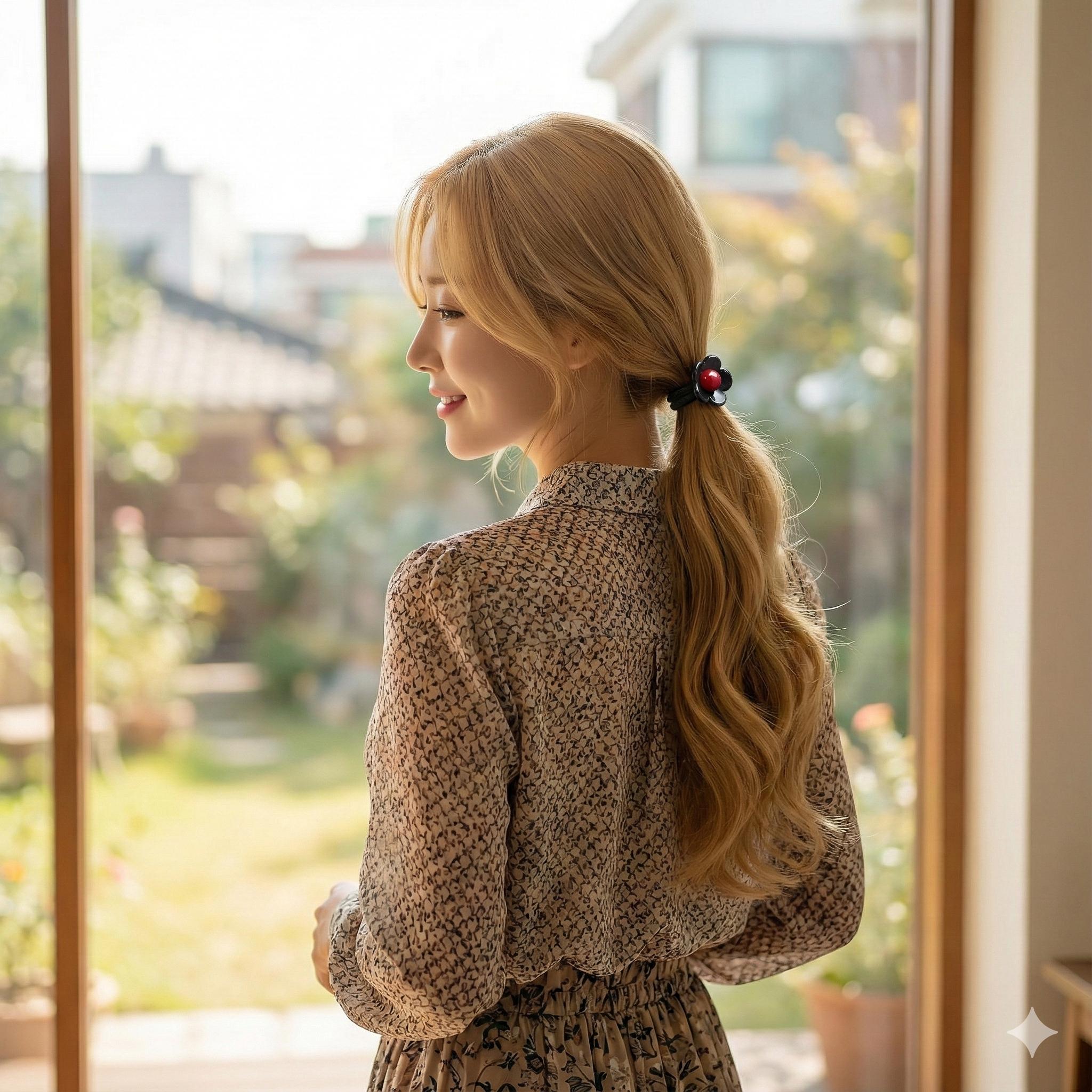 Cutie Flower Mini Hair Tie (1.0 Inch) / Simple Cute Ponytail Holder / Hair Accessory for Woman / French Hair Tie