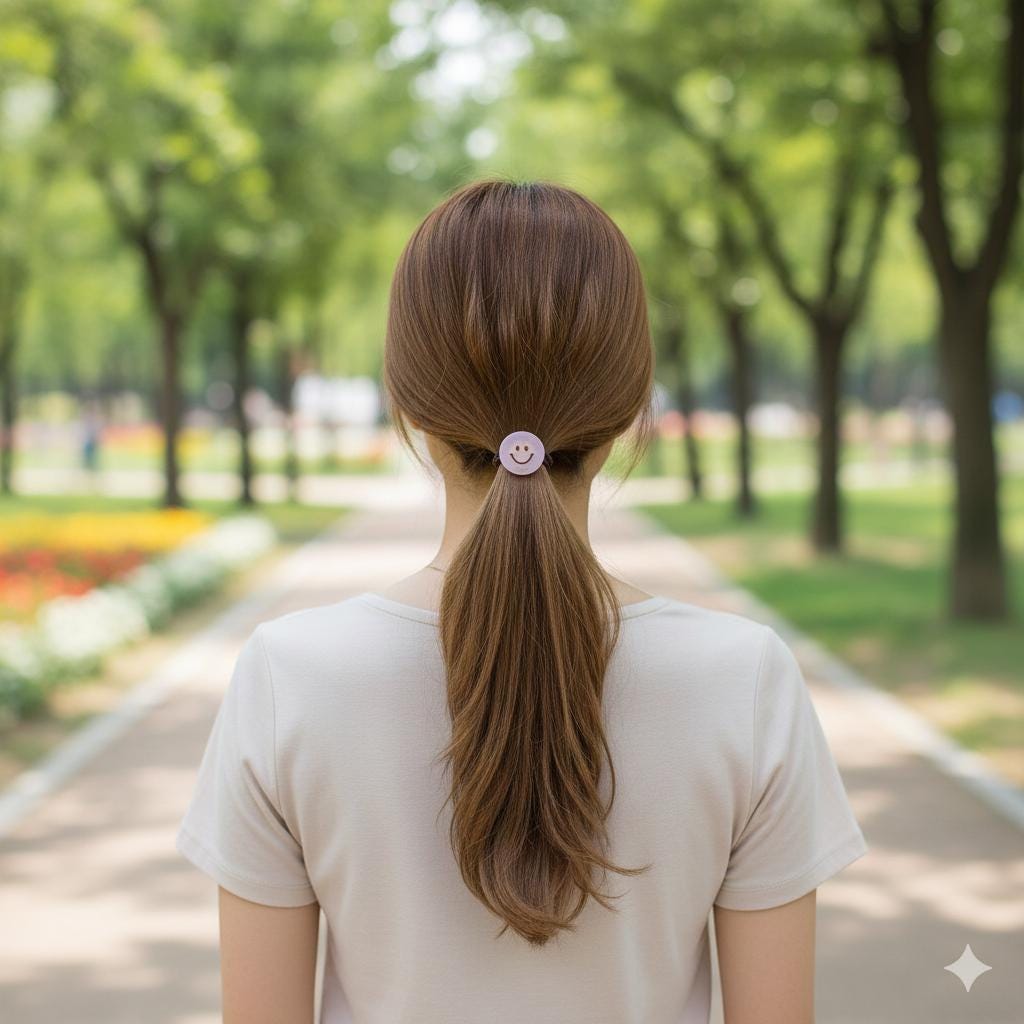 Golden Smile Round Mini Hair Tie (1.0 Inch) / Simple Cute Ponytail Holder / Hair Accessory for Woman / French Hair Tie