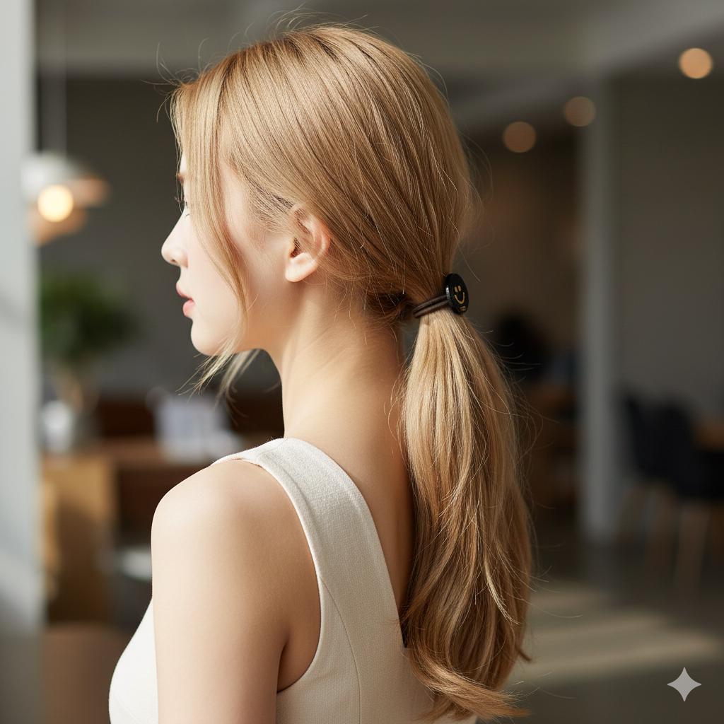 Golden Smile Round Mini Hair Tie (1.0 Inch) / Simple Cute Ponytail Holder / Hair Accessory for Woman / French Hair Tie