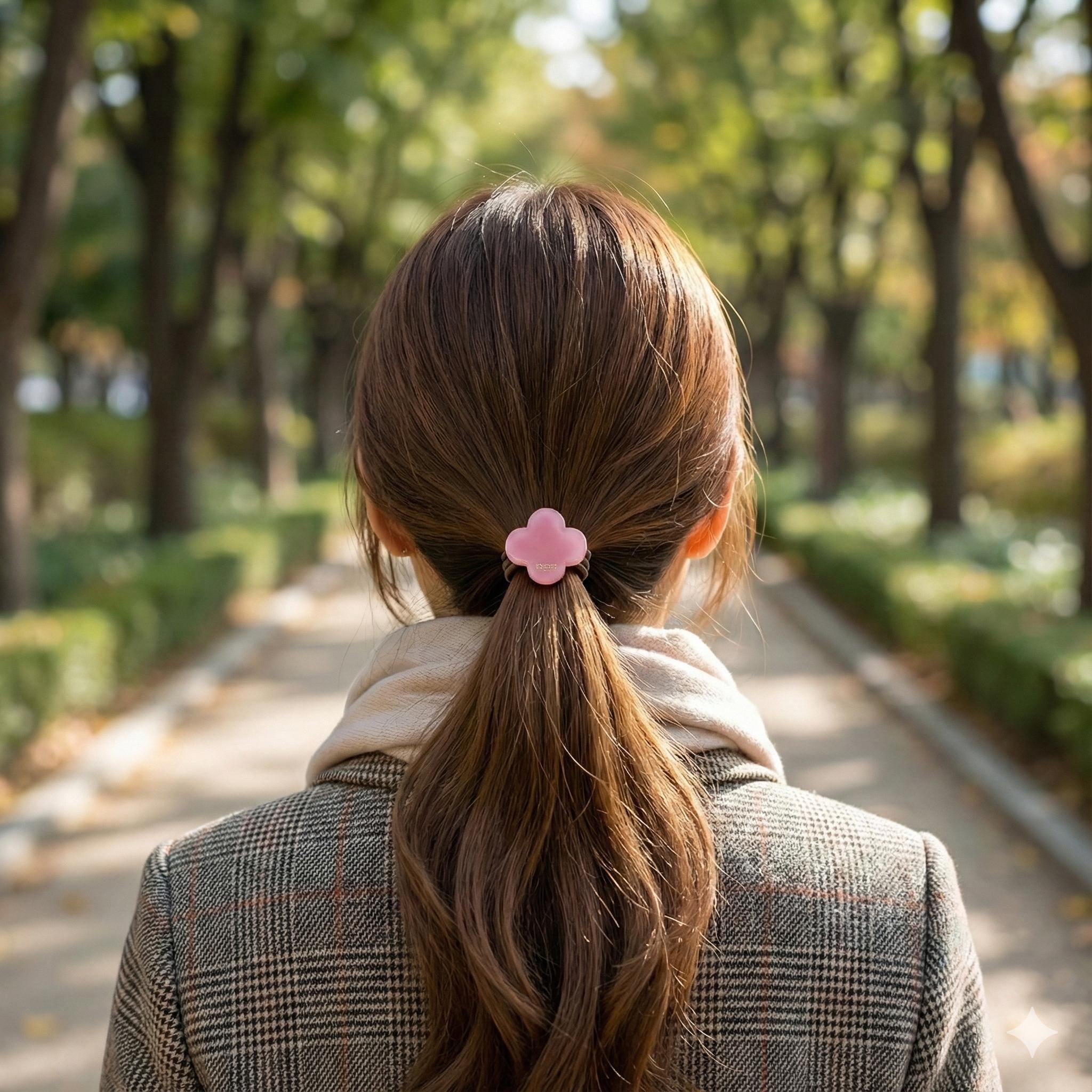 Leopard Marble Lovely Clover Hair Tie / Cute Ponytail Holder / Hair Accessory for Woman / French Hair Pin / Hair Scrunchy