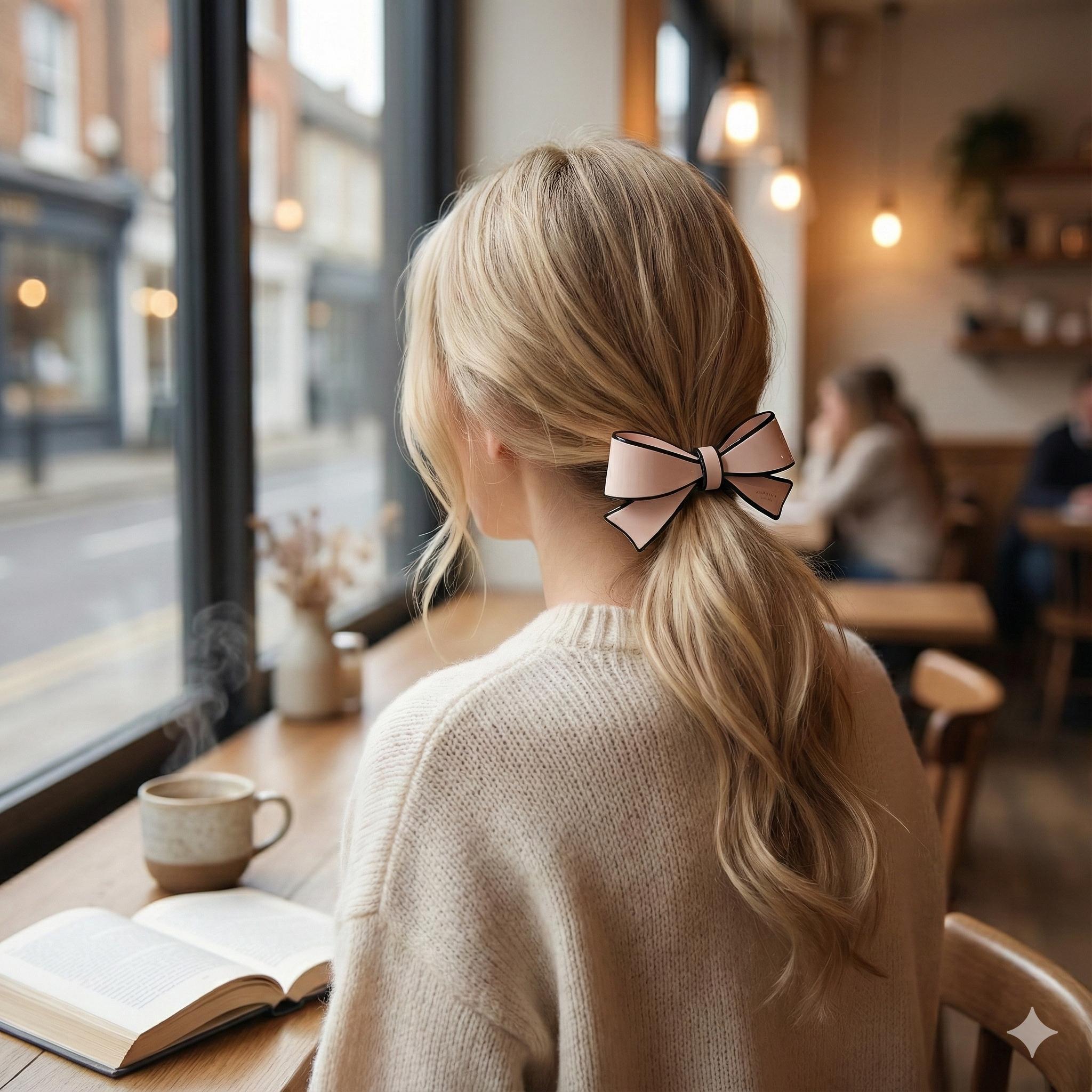 Pastel Color Big Ribbon Thick Ponytail Hair Tie (3.1 Inch) / Simple Cute Ponytail Holder / Hair Accessory for Woman