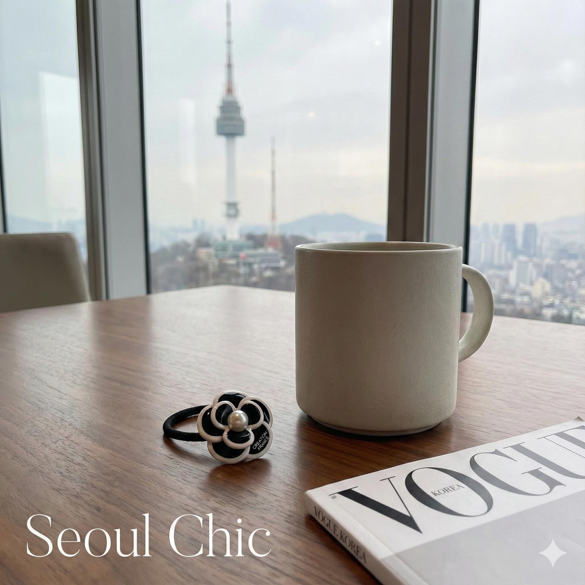 Small Pansy Flower Pearl Accent Ponytail Hair Tie (0.9 Inch) / Small Ponytail Holder / Hair Accessory for Woman