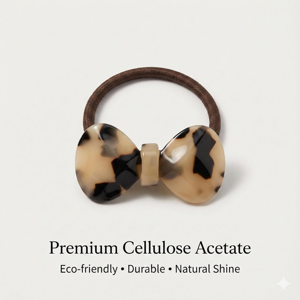 Cutting Bow Ribbon Ponytail Elastic Hair Tie (2.0 Inch) / Simple Cute Ponytail Holder / Hair Accessory for Woman / French Hair Tie