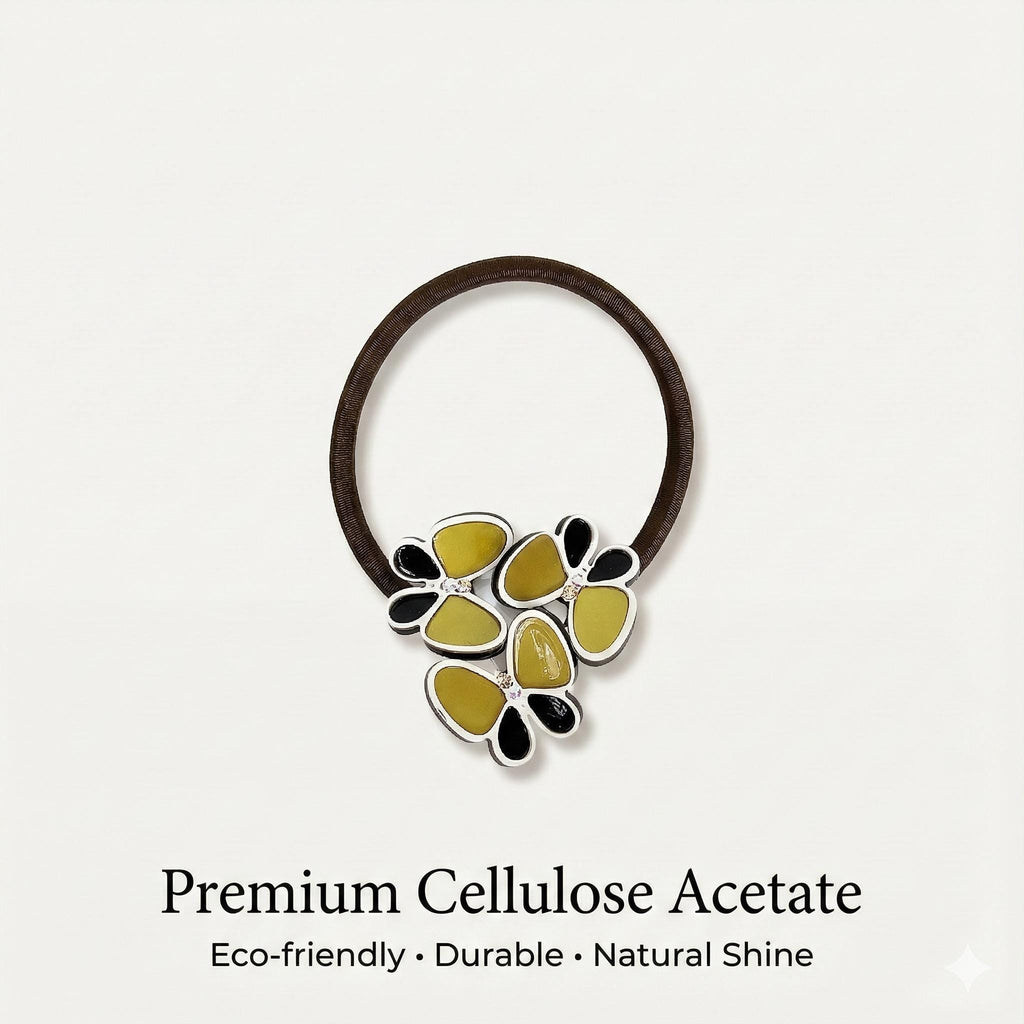 Butterfly Friends Ponytail Hair Tie (1.4 Inch) / Simple Cute Ponytail Holder / Hair Accessory for Woman / French Hair Tie