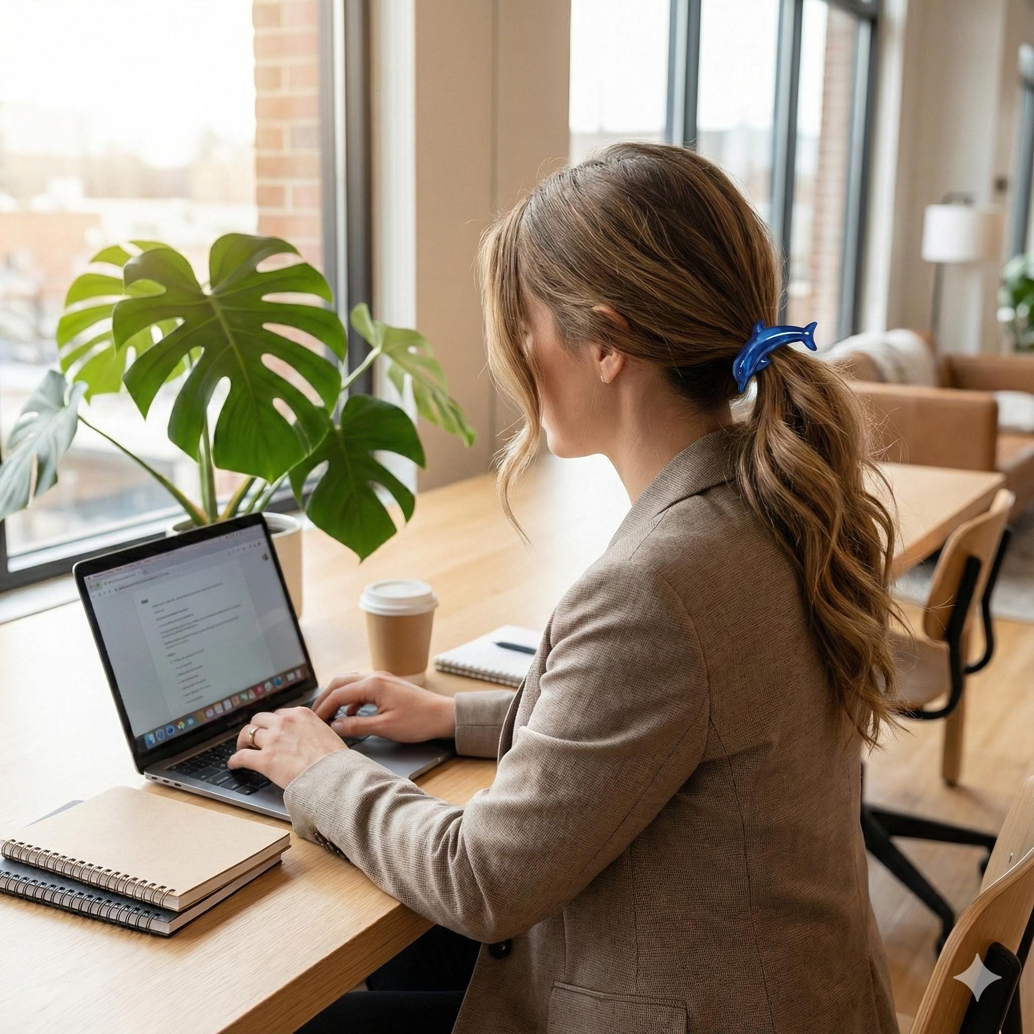 Flying Dolphin Ponytail Elastic Hair Tie (2.2 Inch) / Simple Cute Ponytail Holder / Hair Accessory for Woman / French Hair Tie