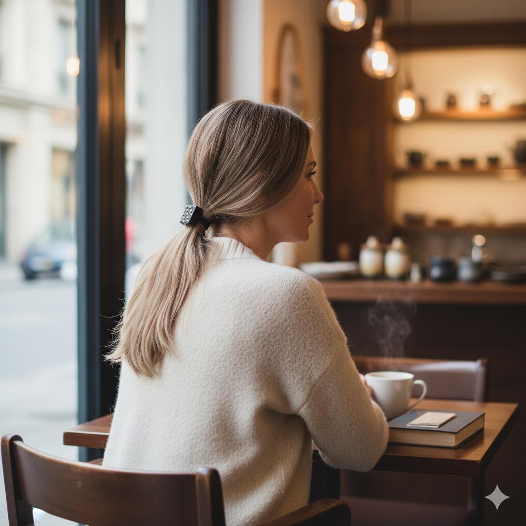 Bold Cube Hair Tie with Cubic Stone / Simple Cute Ponytail Holder / Hair Accessory for Woman / French Hair Tie