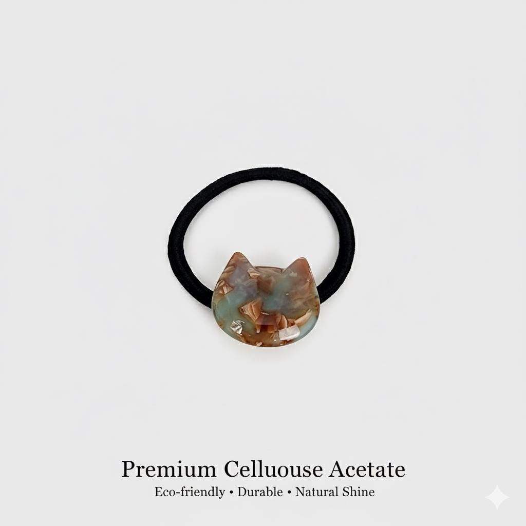 Simple Curved Cat Hair Tie (1.1 Inch) / Simple Tortoise Shell Ponytail Holder / Hair Accessory for Woman / French Hair Tie