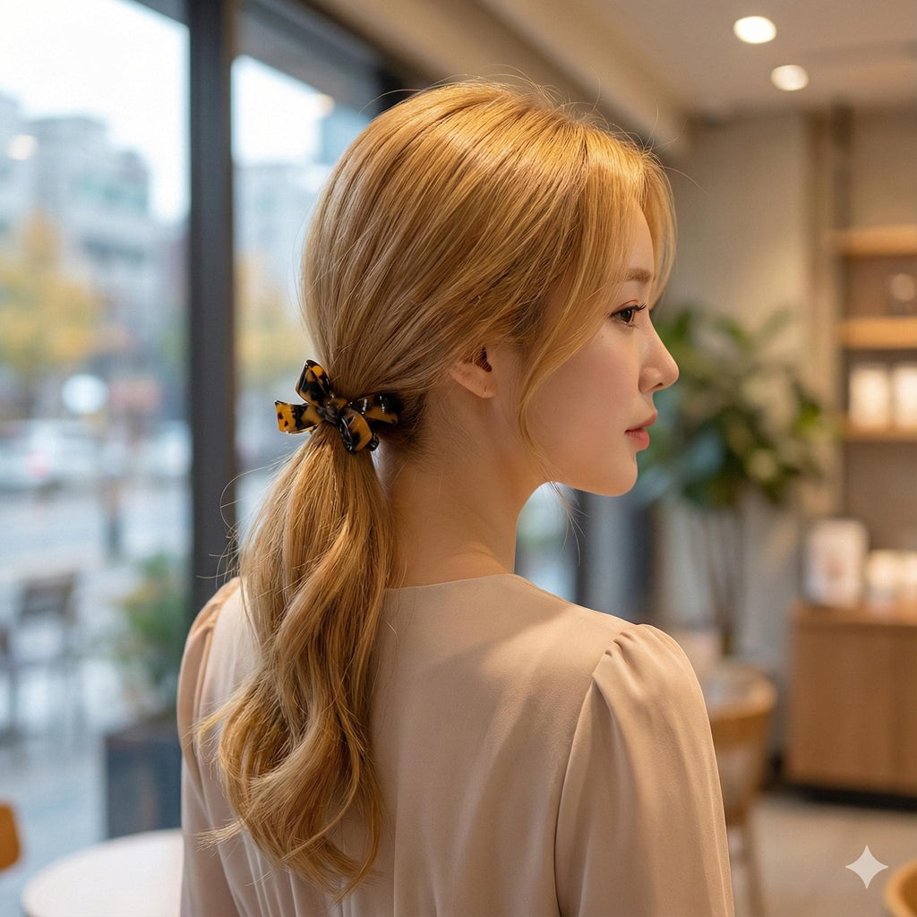 Leopard Aurora Double Ribbon Hair Tie / Cute French Hair Pin / Hair Accessory for Woman / Hair Barrette