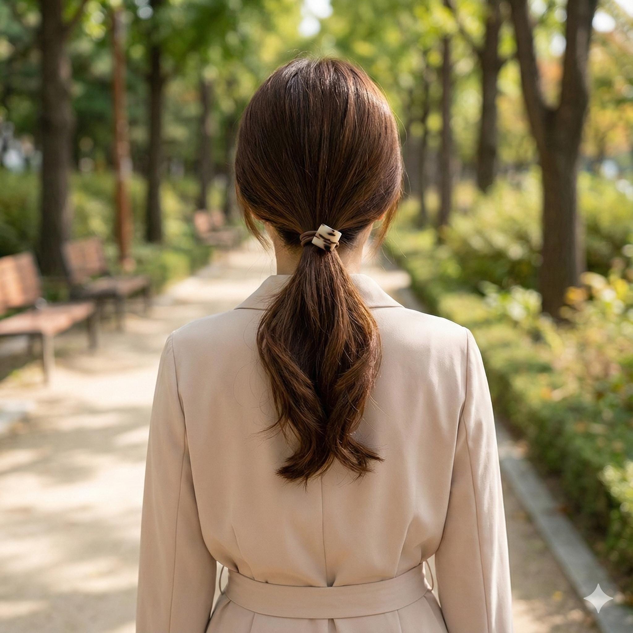 Leopard Big Bead Cube Square Hair Tie / Tortoise Marble Ponytail Holder / Hair Accessory for Woman / French Hair Pin / Hair Scrunchy