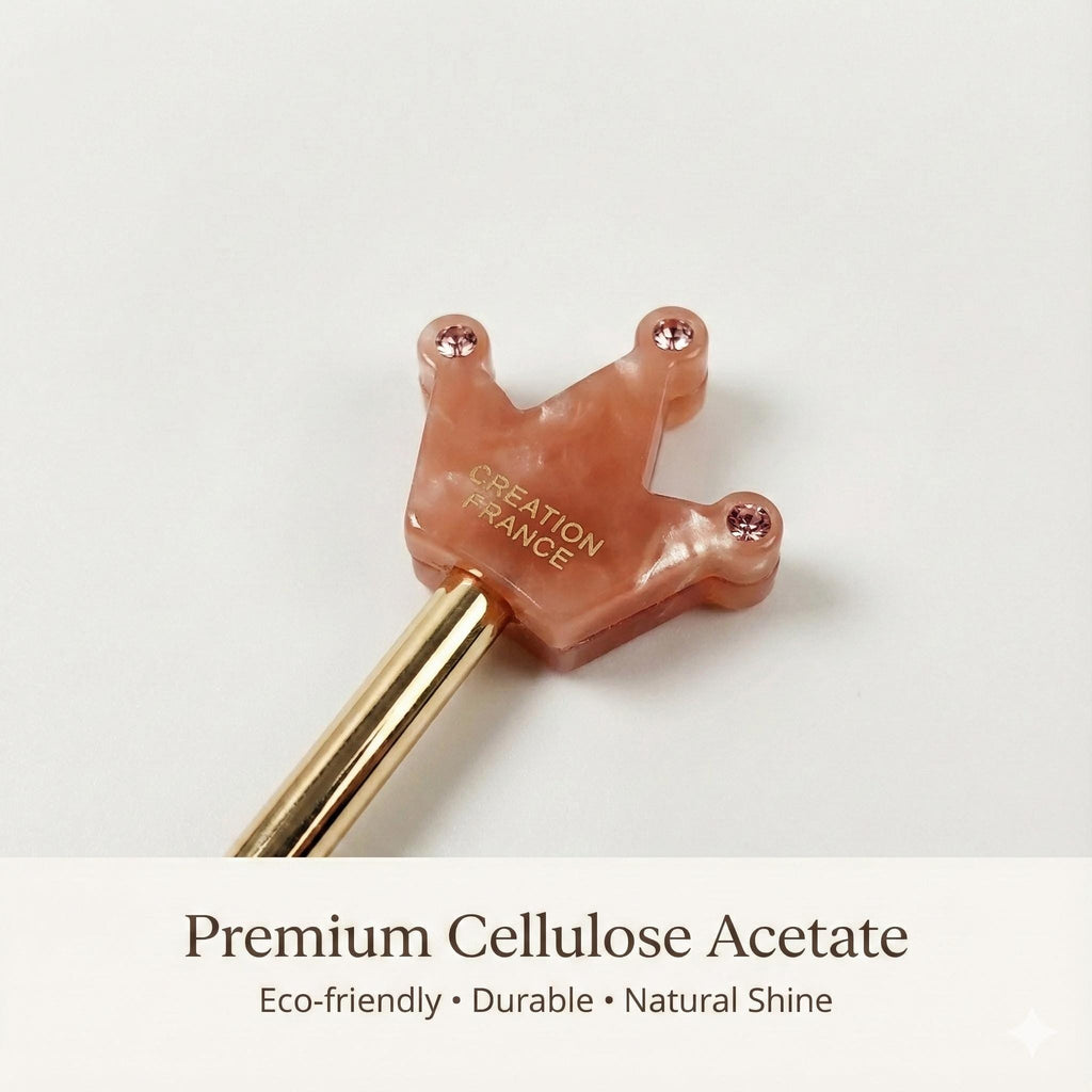 Cubic Mini Crown Hair Stick (6.0 Inch) / Vintage French Hair Pin / Hair Fork for Thick Hair