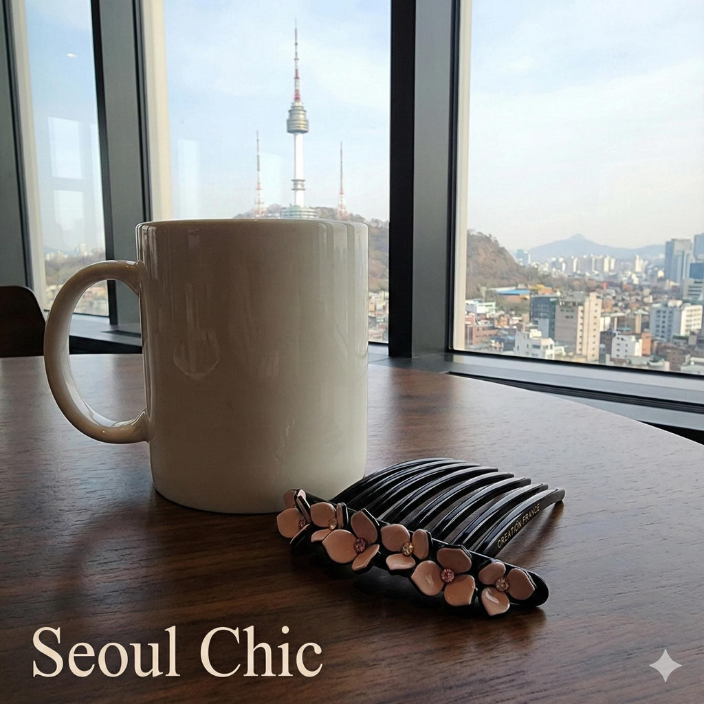 Long Leg Non-slip Hair Comb Pin with Cubic Stone (4.3 Inch) / Flower Hair Pin / Luxurious French Hair Pin / Hair Fork for Woman