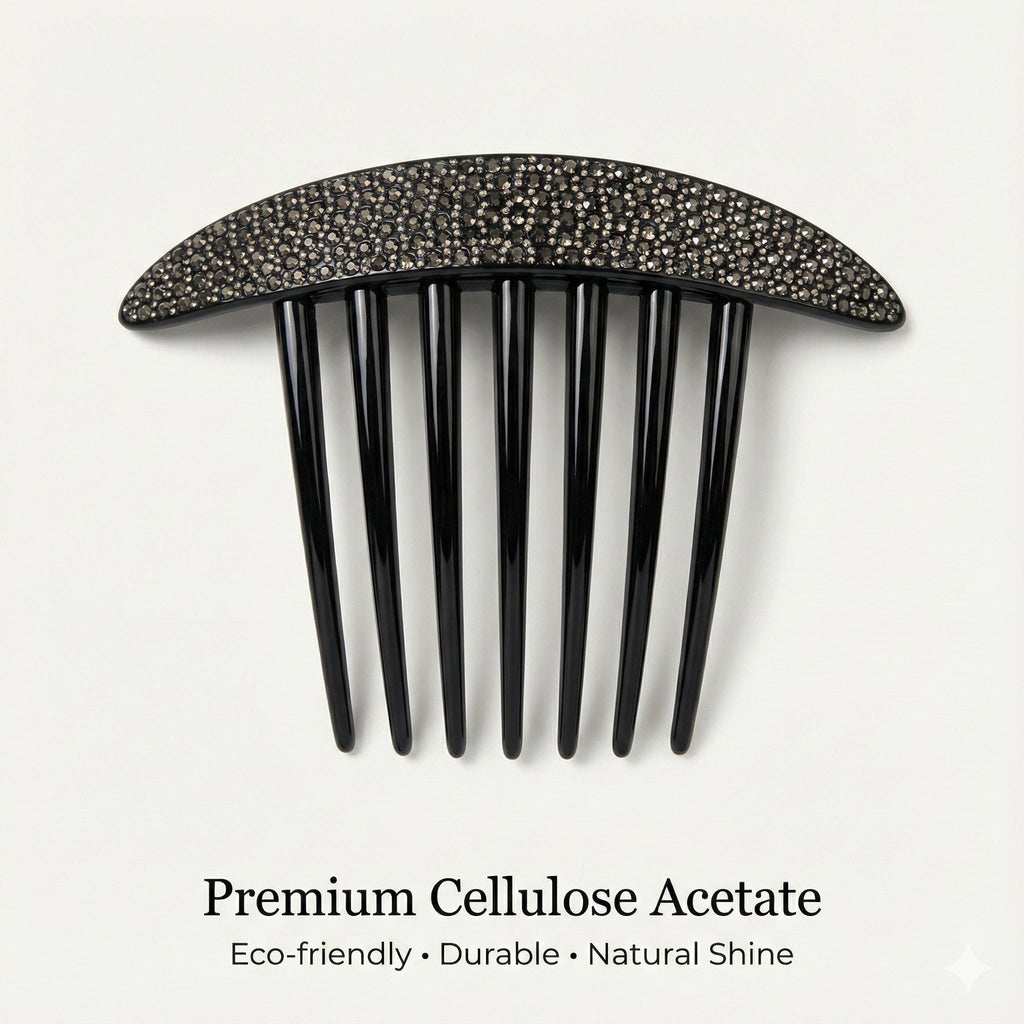 Leopard Black Wide Cubic Stone Non-slip Hair Comb Pin / Luxurious French Hair Pin / Hair Stick for Woman