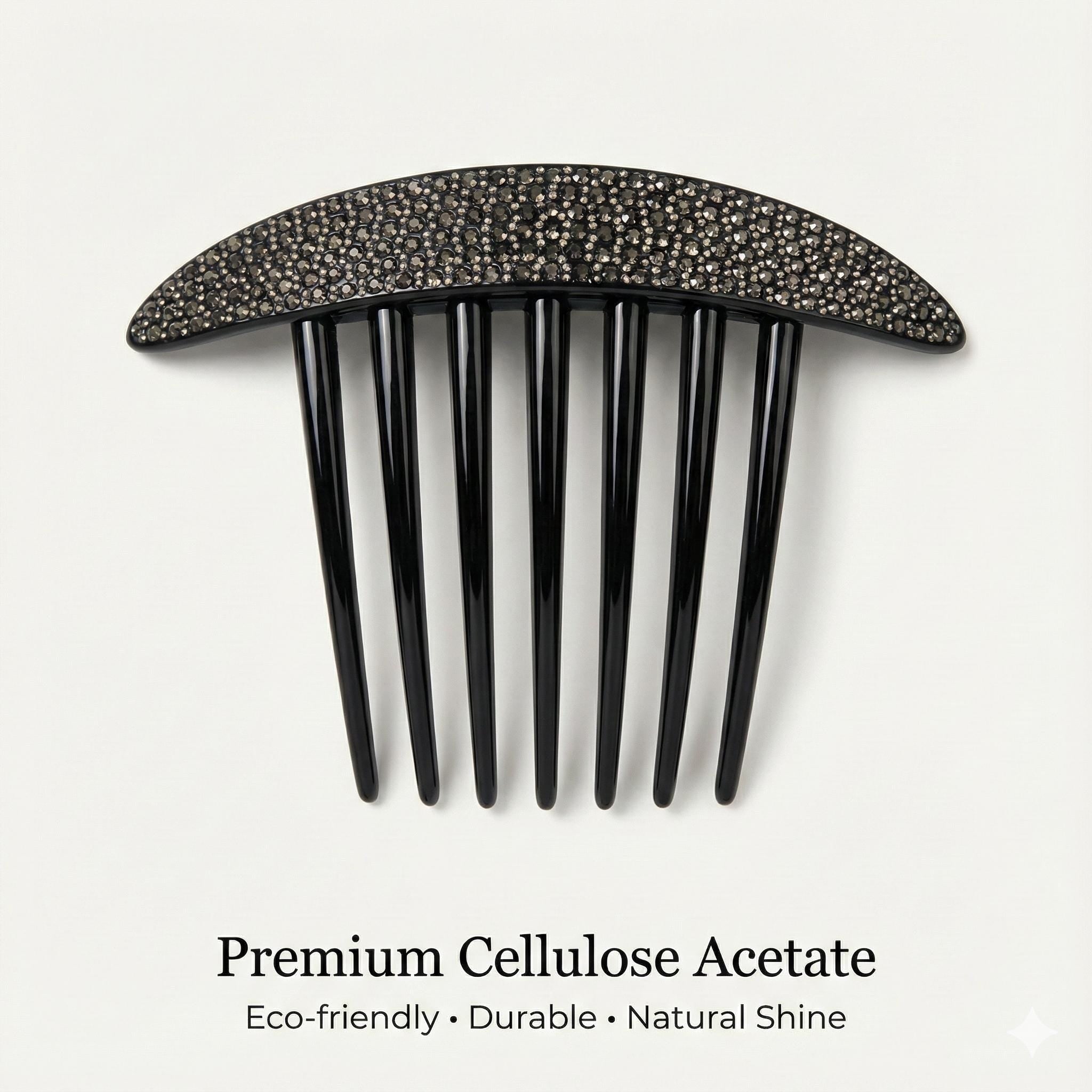 Leopard Black Wide Cubic Stone Non-slip Hair Comb Pin / Luxurious French Hair Pin / Hair Stick for Woman