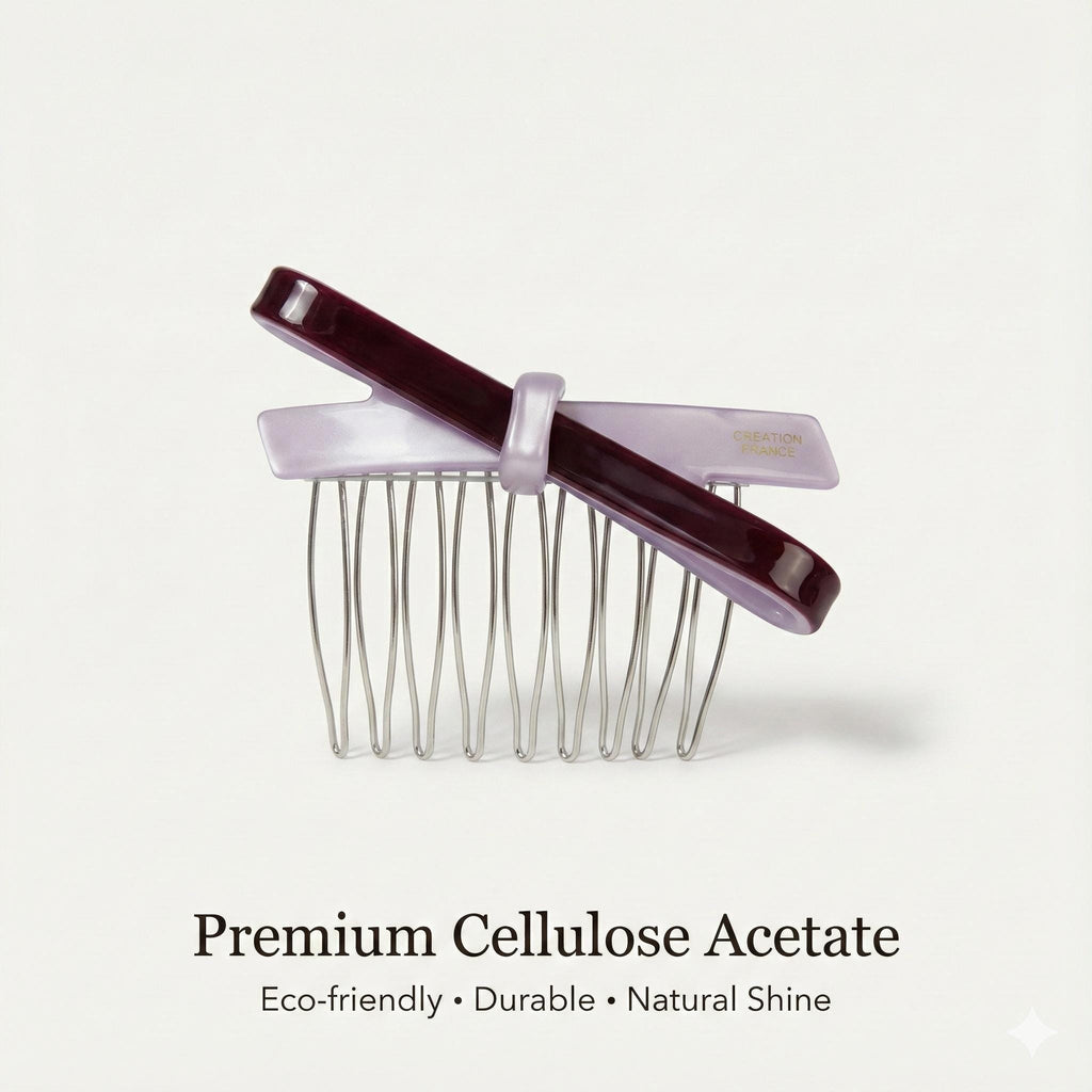 Pure Color Simple Ribbon Non-slip Hair Comb Pin (2.8 Inch) / Cute French Hair Pin / Hair Fork for Woman