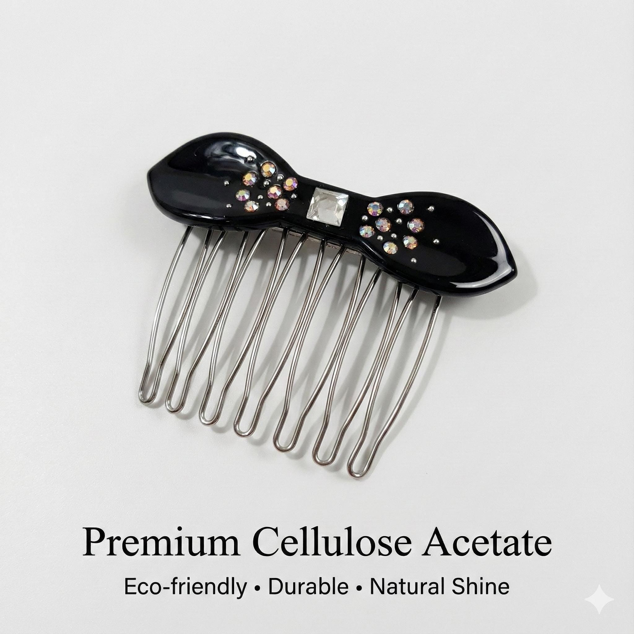 Tortoise Shell Mini Bow Hair Comb Pin / Cute French Hair Pin / Hair Fork for Thick Hair