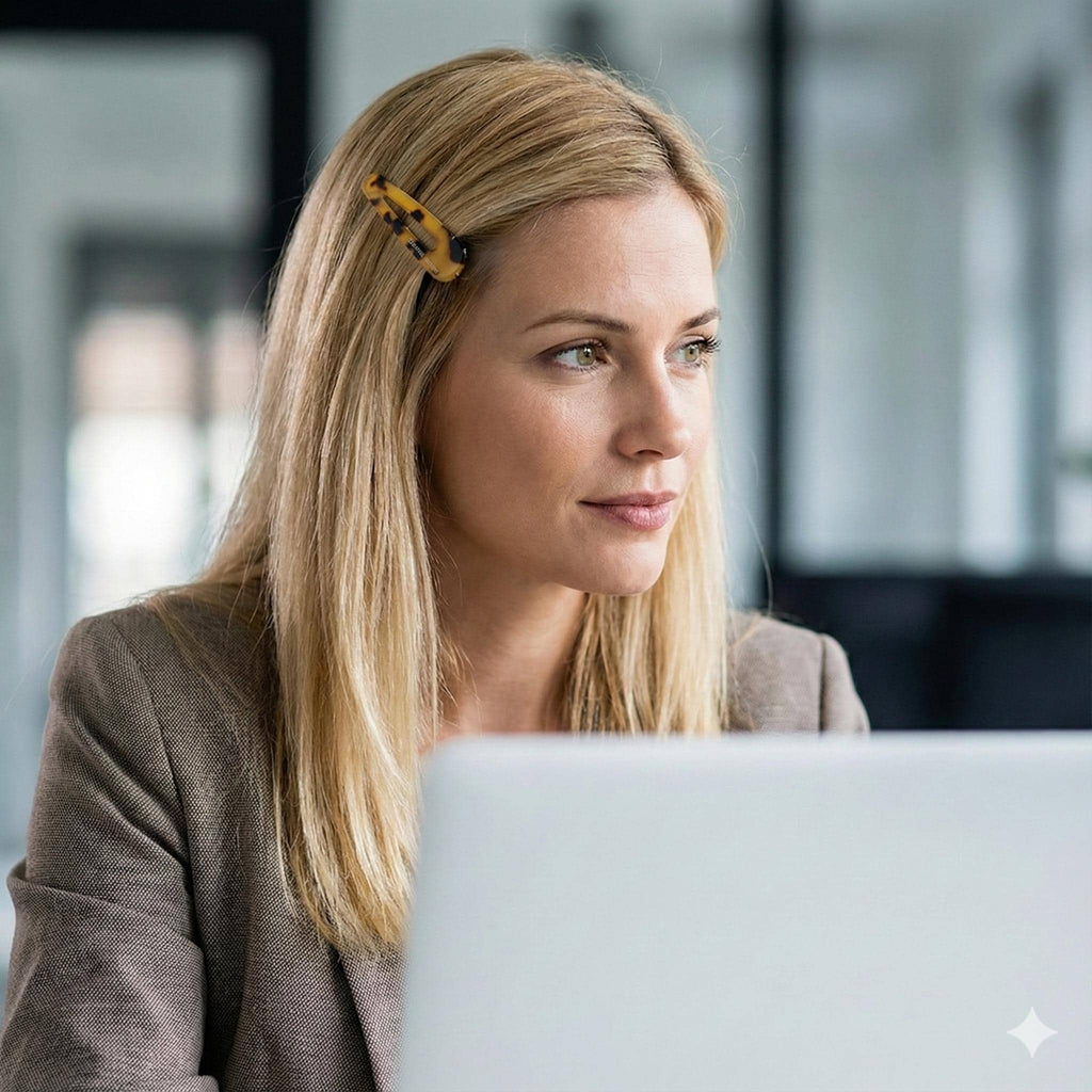 Leopard Aurora Triangle Snap Clip (2.2 Inch) / Tortoise Marble Hairgrip Barrette / French Hair Pin / Tic Tac Hair Clip Pin