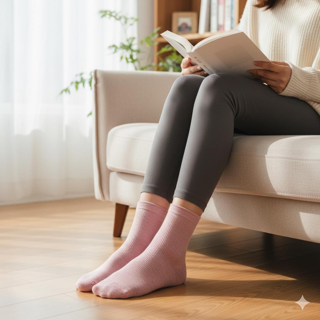 Ribbed Crew Socks | Solid Cotton Mid Calf Boot Cuffs | Korean Socks | Minimalist Gift for Her