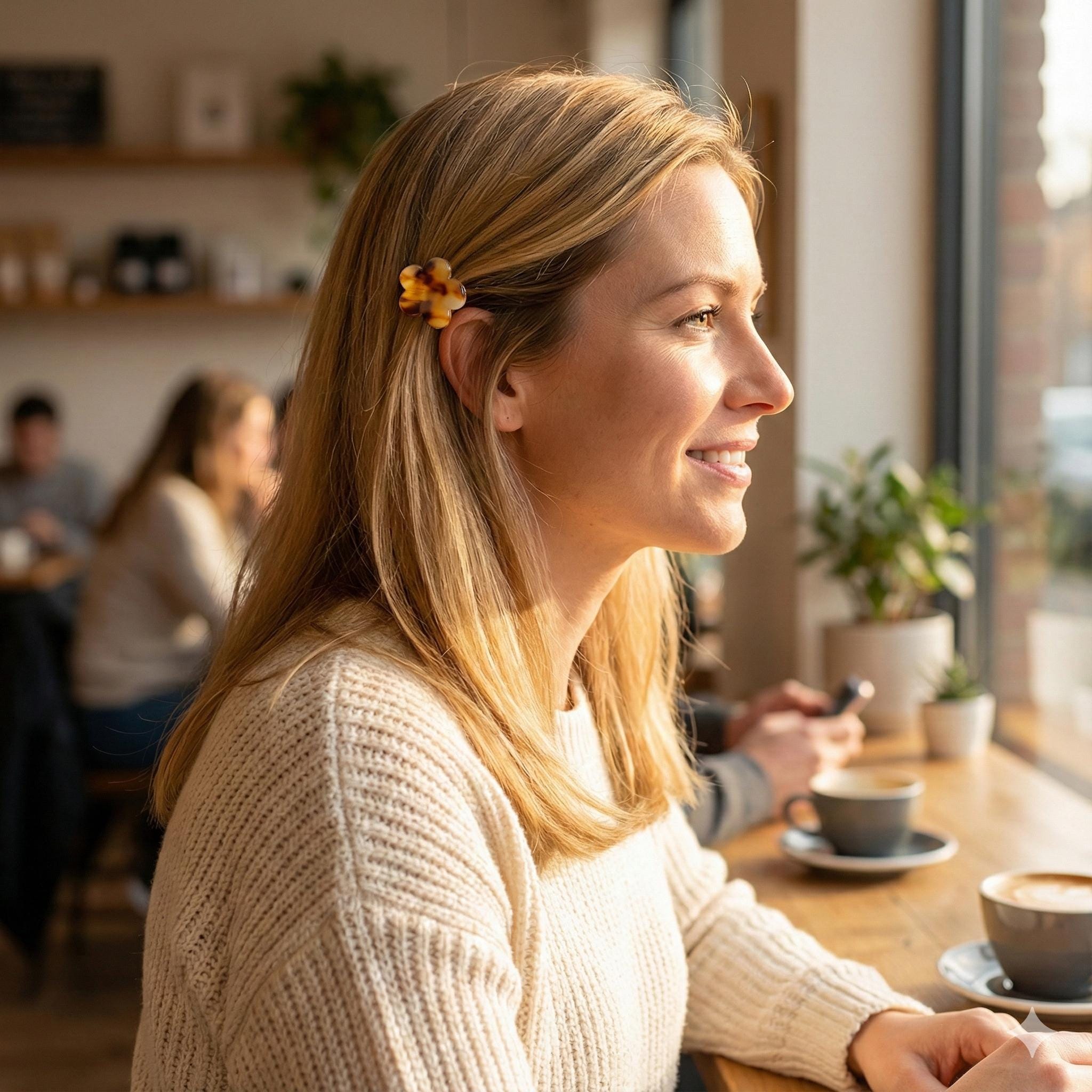 Leopard Marble Modern Flower Mini Hair Clip / Tortoise Shell Small French Pin / Hair Barrette for Woman / Metal Hair Clip