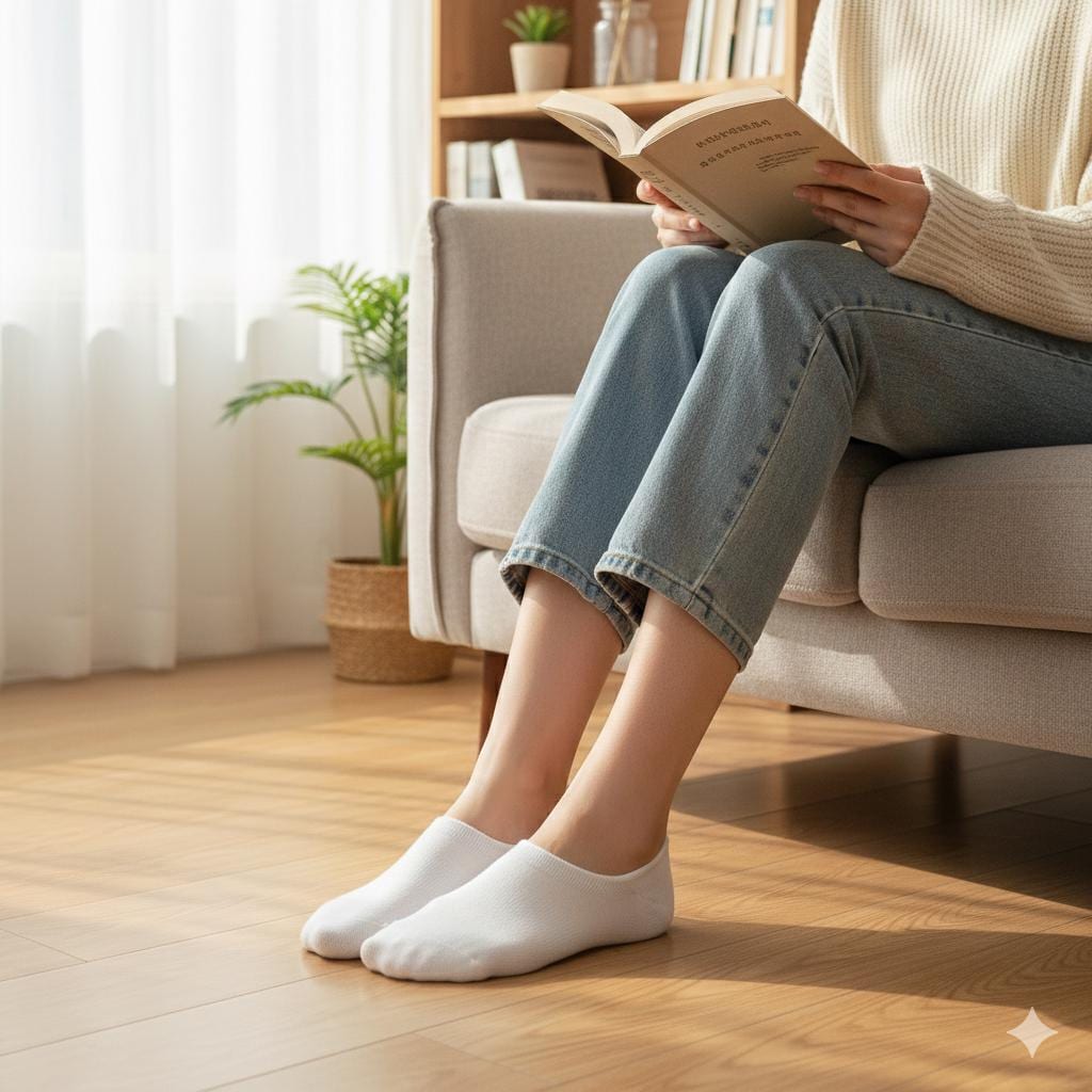 No Show Socks | Soft Cotton Non Slip Liner | Korean Socks | Minimalist Daily Basic
