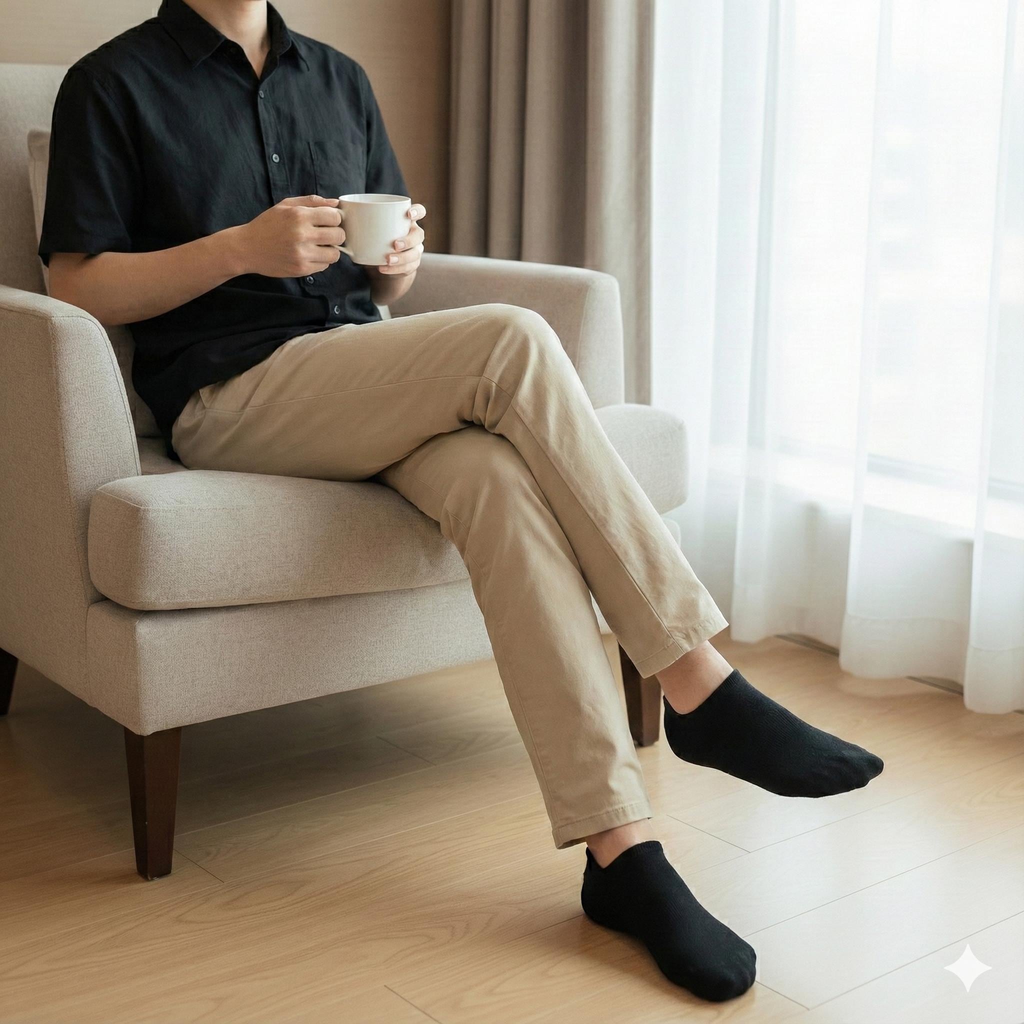 Mens No Show Socks | Soft Cotton Non Slip | Korean Socks | Comfy Loafer Liner