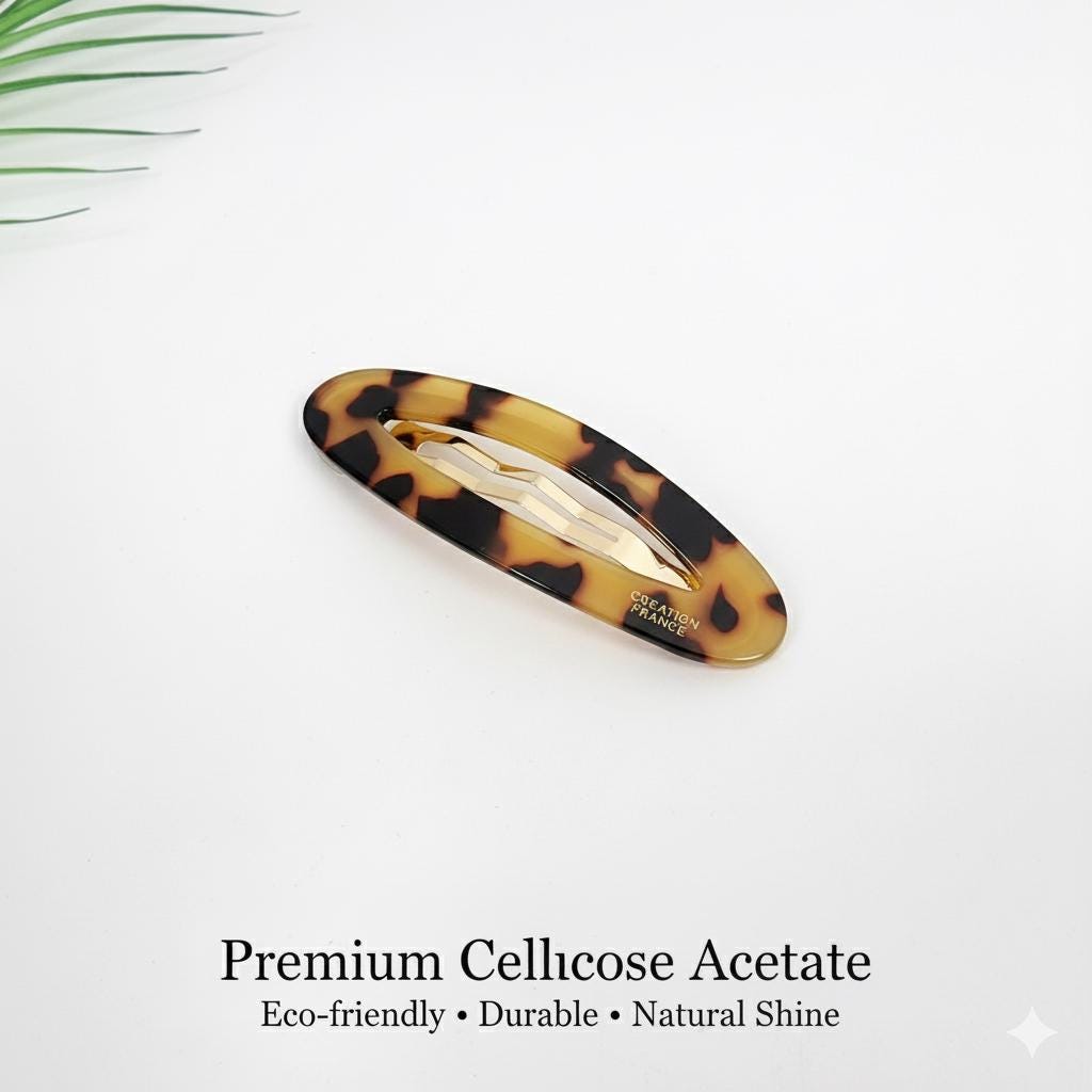 Leopard Marble Round Oval Snap Clip (2.6 Inch) / Cute Hairgrip Barrette / French Hair Pin / Tic Tac Hair Clip Pin