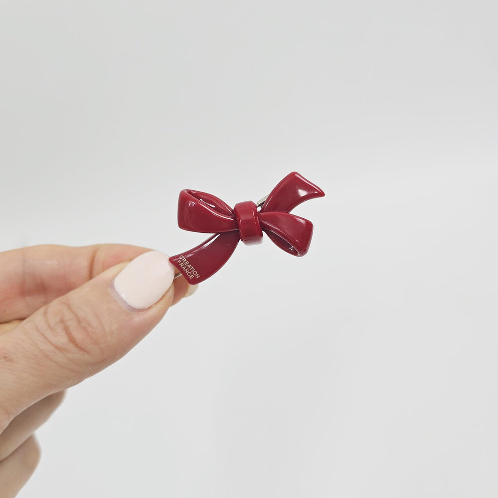 New Color Mini Double Ribbon Bobby Pin (1.8 Inch) / Tortoise Marble French Hair Pin Clip / Bow Barrette