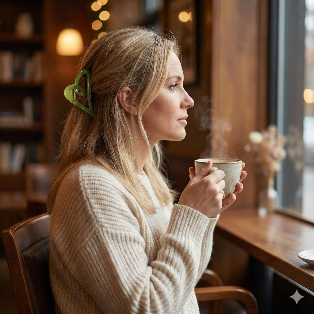 New Color Sweet Heart Half Updo Hair Claw Clip (3.5 Inch) / Elegance French Hair Pin / Hair Barrette for Woman