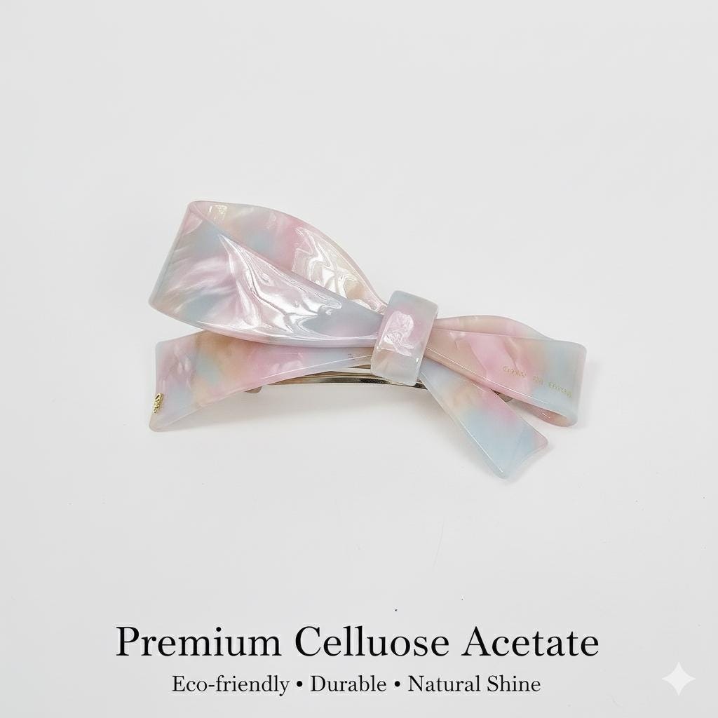 New Color Big Ribbon Hair Barrette (4.1 Inch) / Elegance French Hair Pin / Automatic Hair Clip